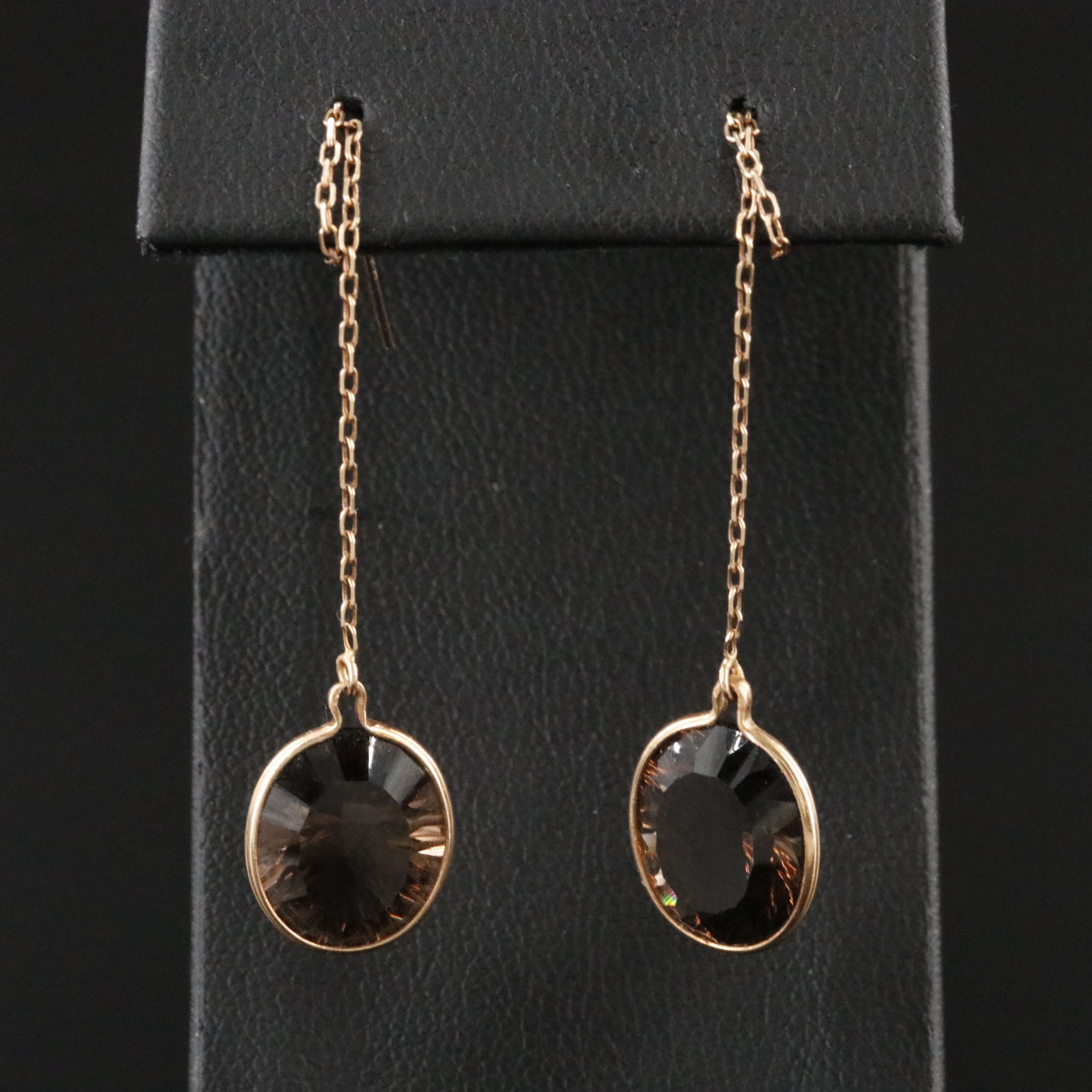 14K Smoky Quartz Threader Earrings