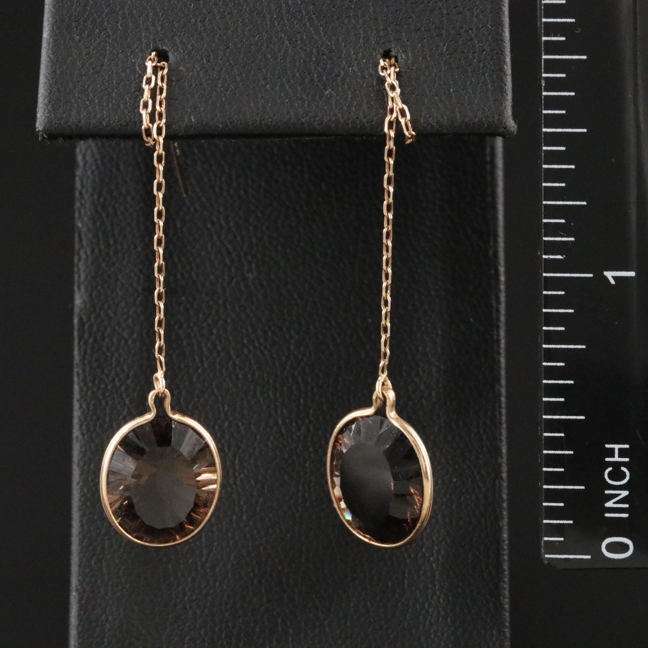 14K Smoky Quartz Threader Earrings