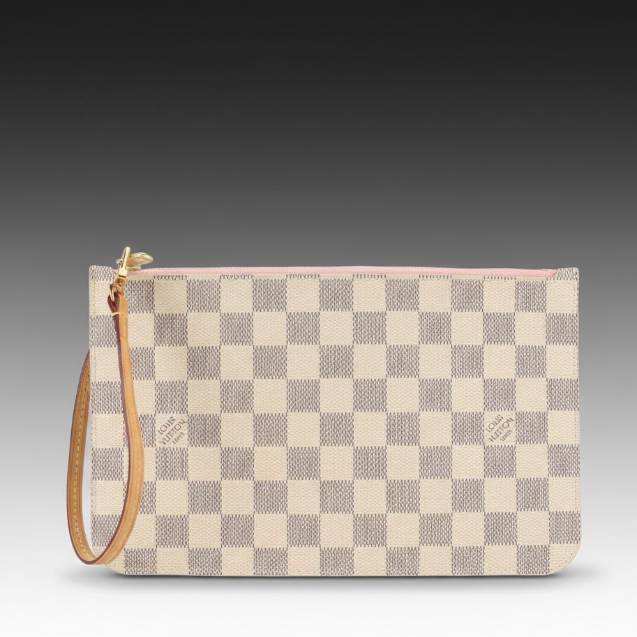 Louis Vuitton Neverfull Pochette in Damier Azur Canvas and Vachetta Leather