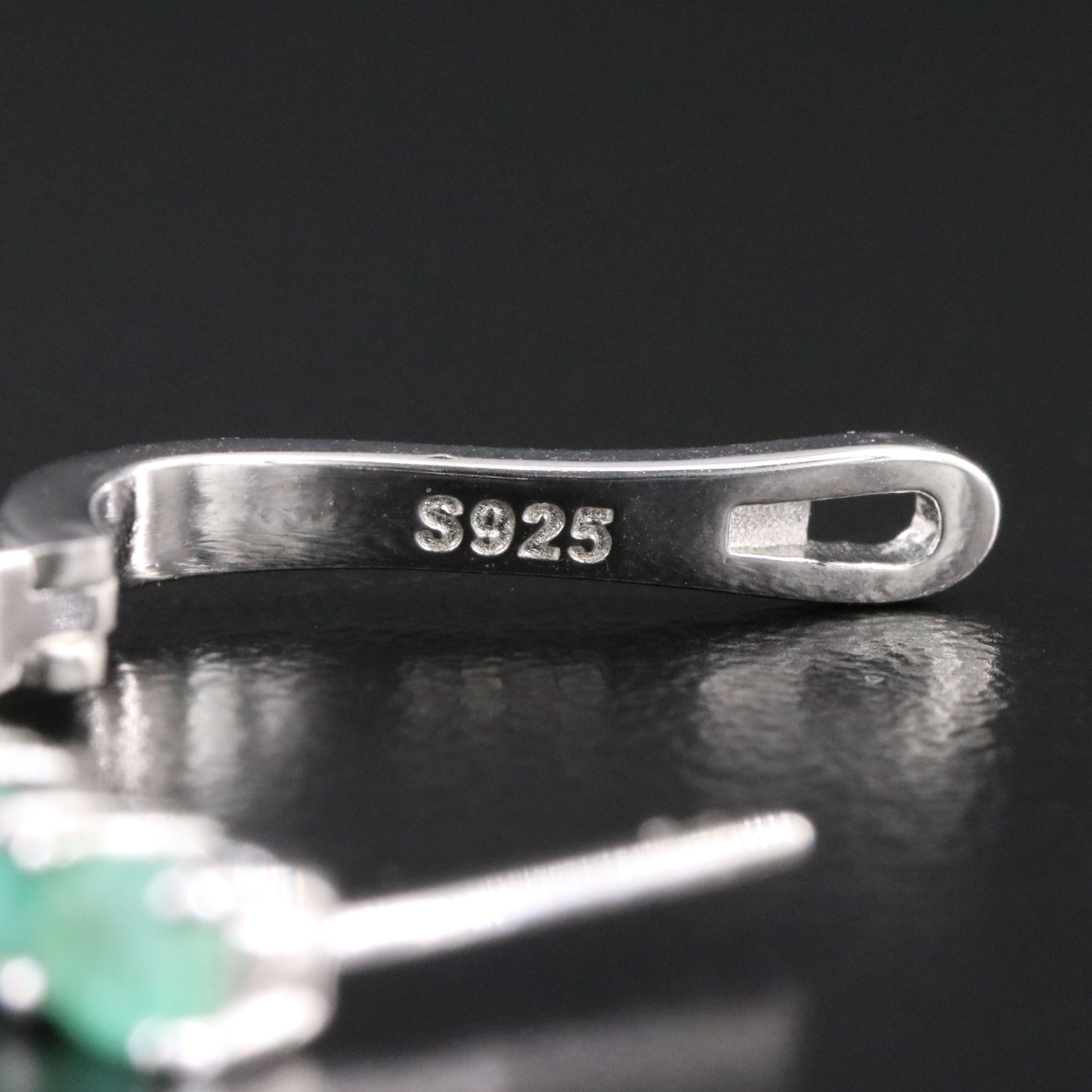 Sterling Emerald and CZ J Hoop Earrings and Enhancers