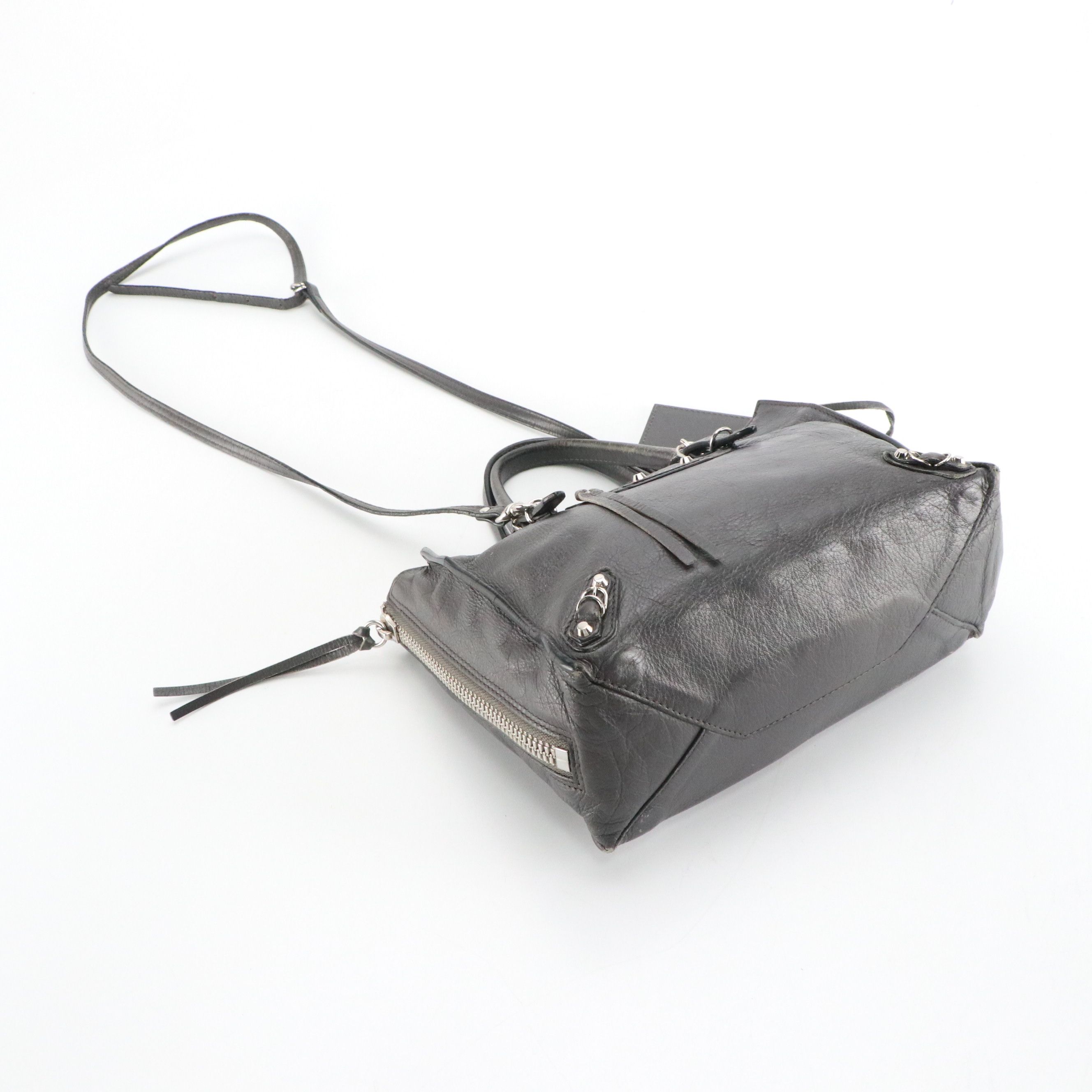 Balenciaga Classic Papier A4 Mini Two-Way Tote Bag in Dark Gray Calfskin Leather