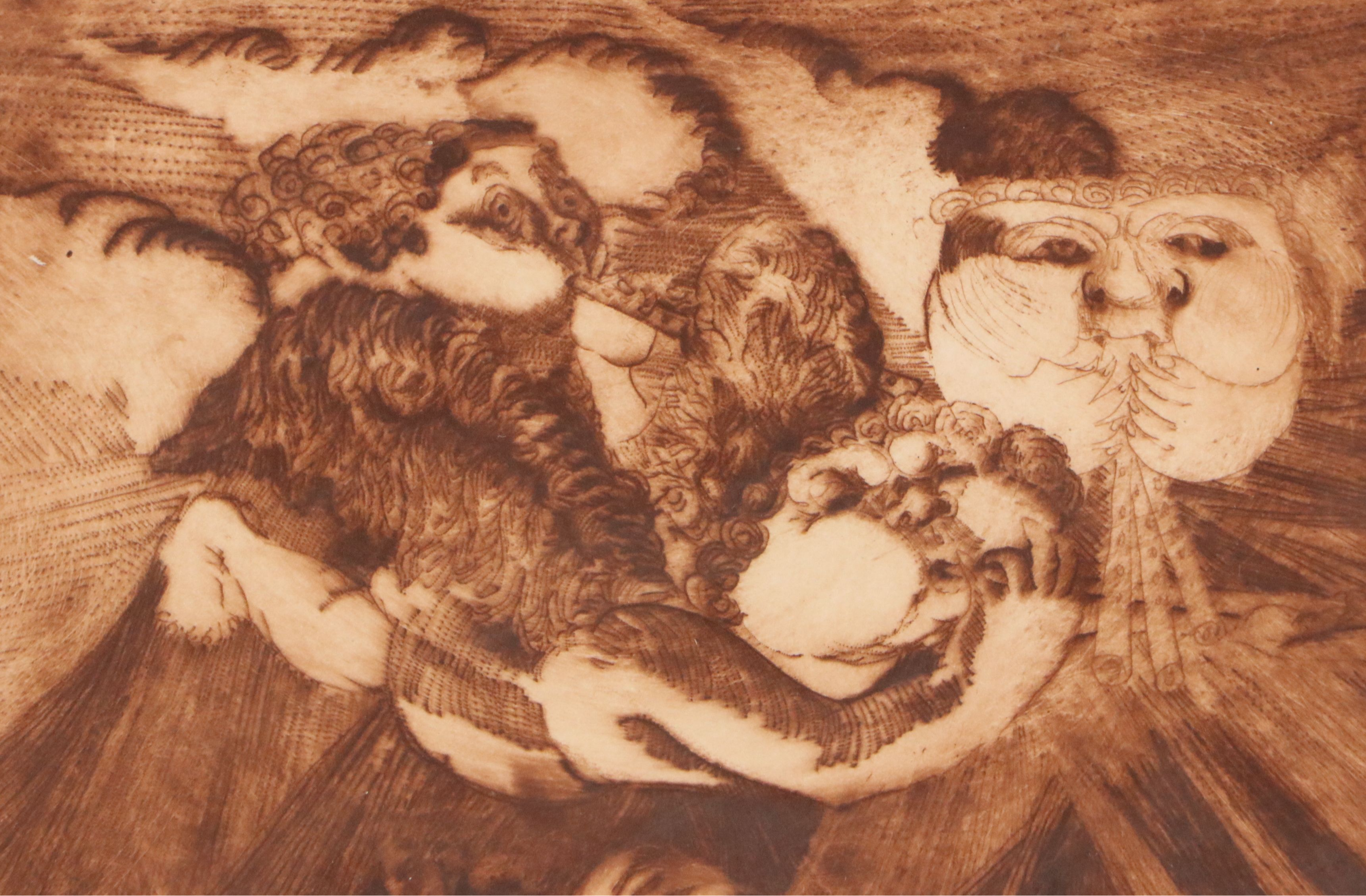 Symbolist Style Etching "Holocaust," 1981