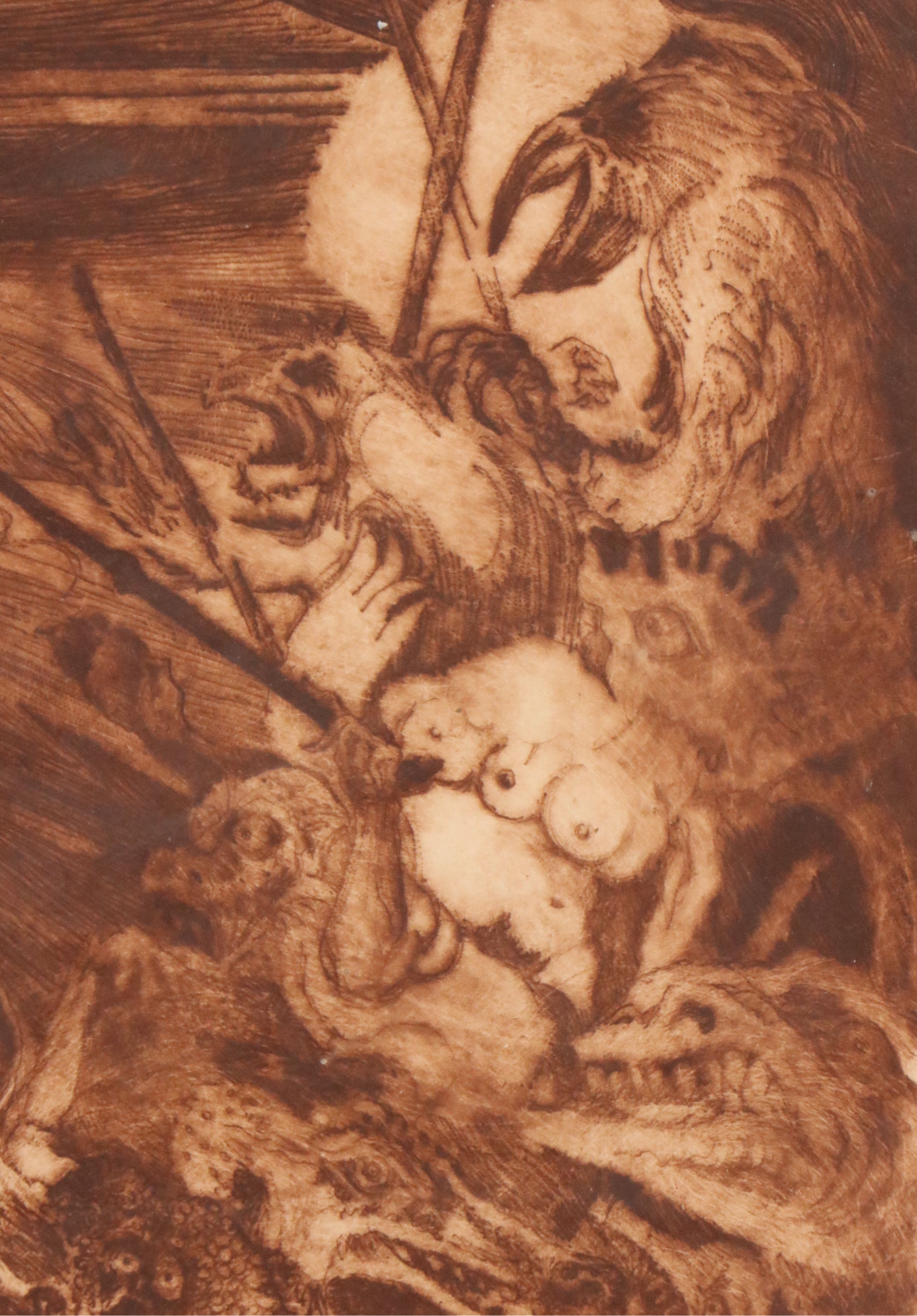 Symbolist Style Etching "Holocaust," 1981