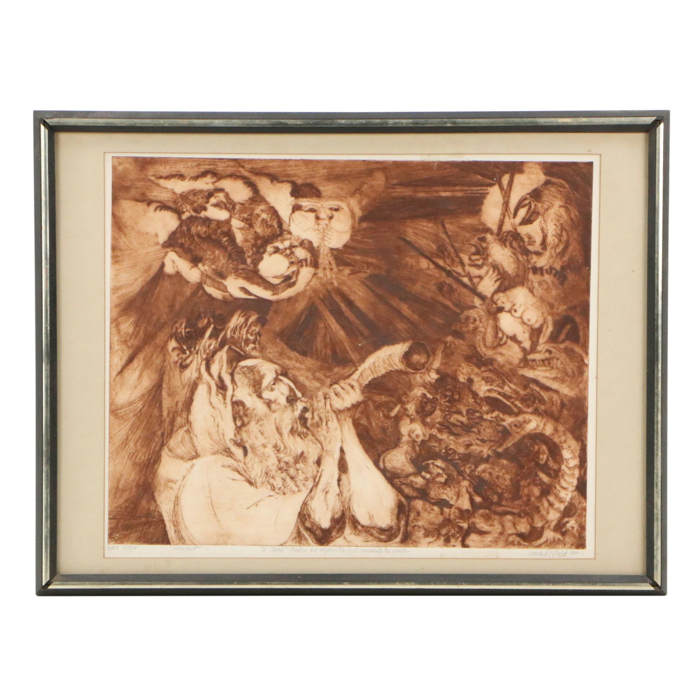 Symbolist Style Etching "Holocaust," 1981