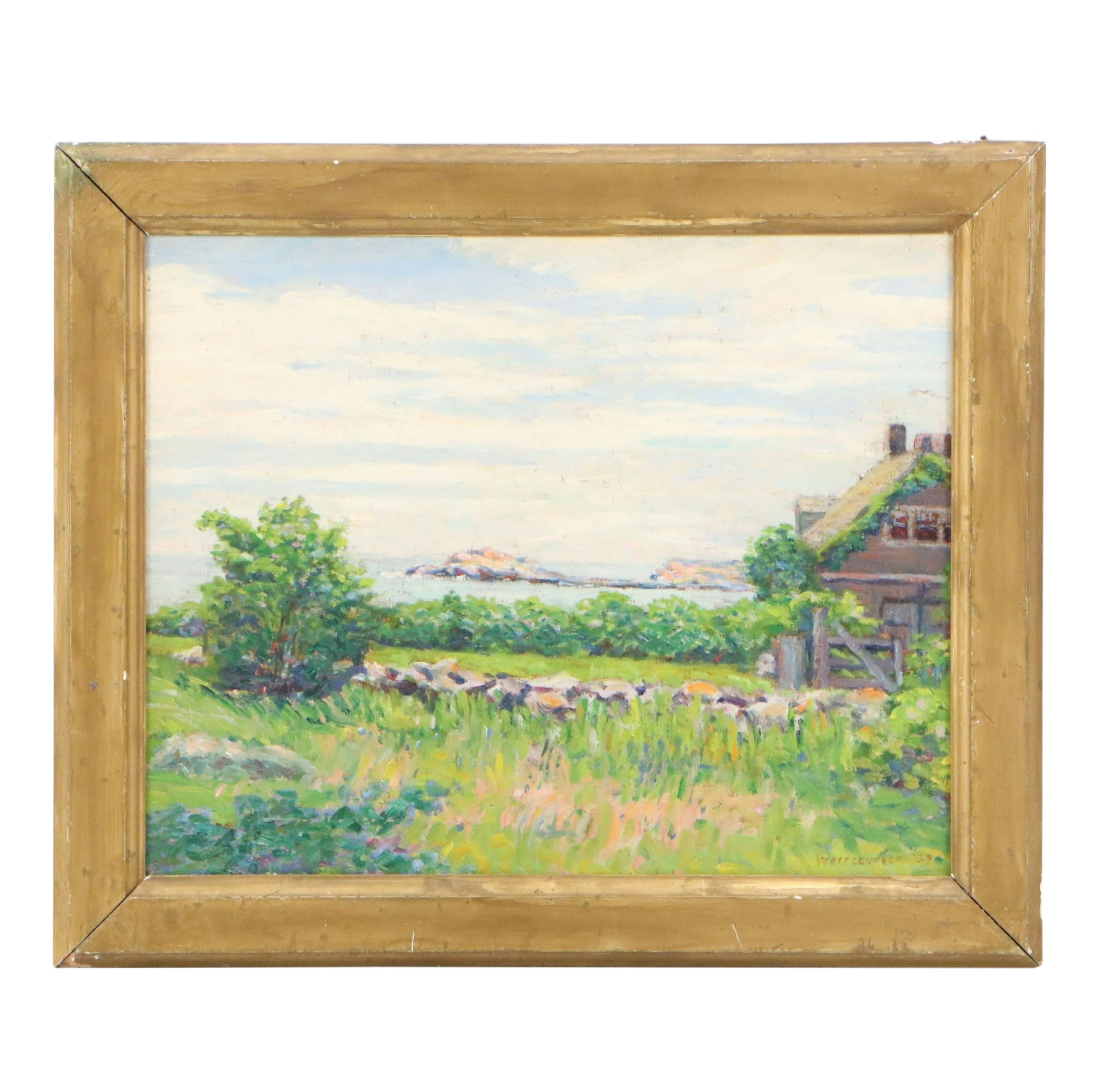 Jacob Weitzenfeld Oil Painting of Seaside Cottage, 1937