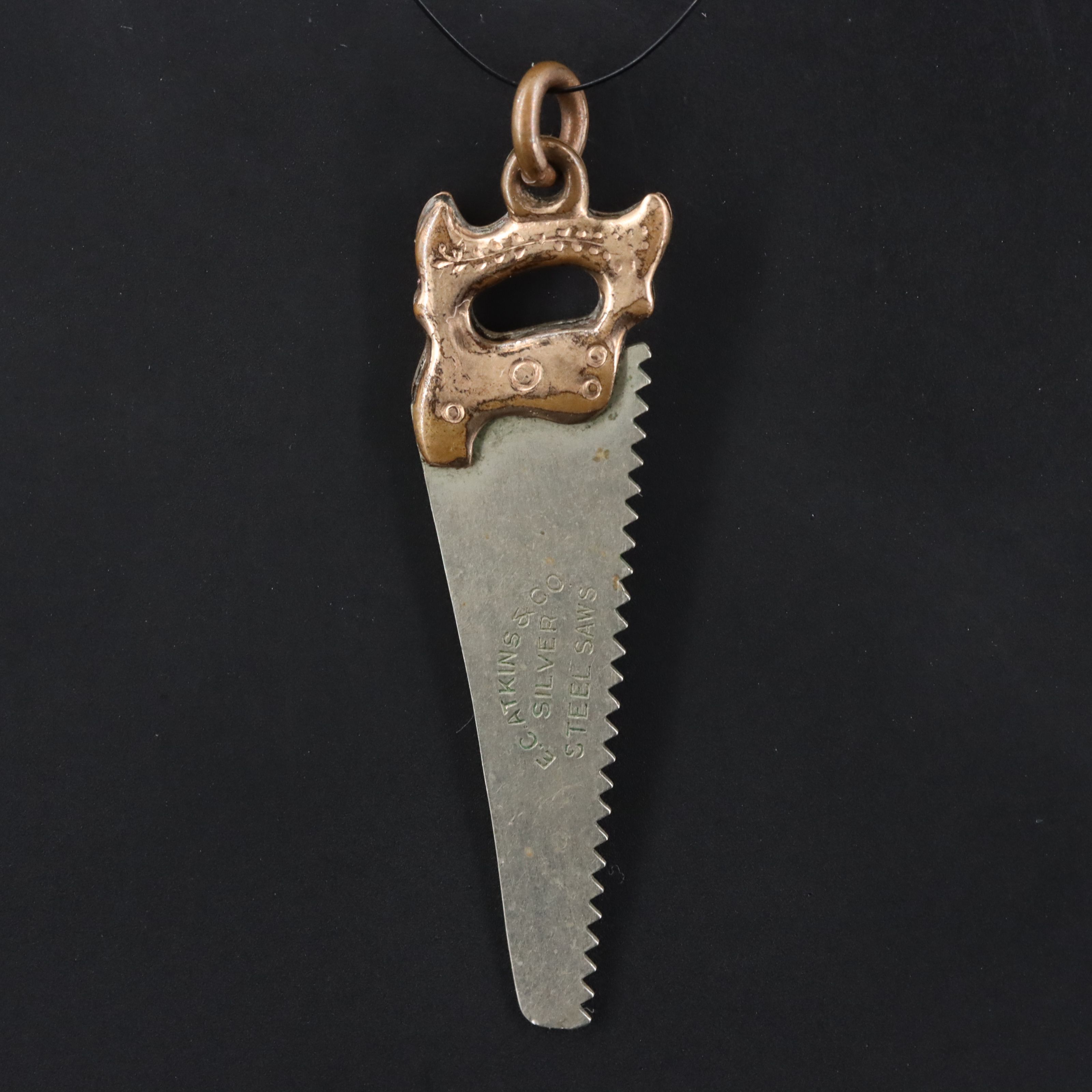 Antique E.C. Atkins & Co. Silver Steel Saws Pendant