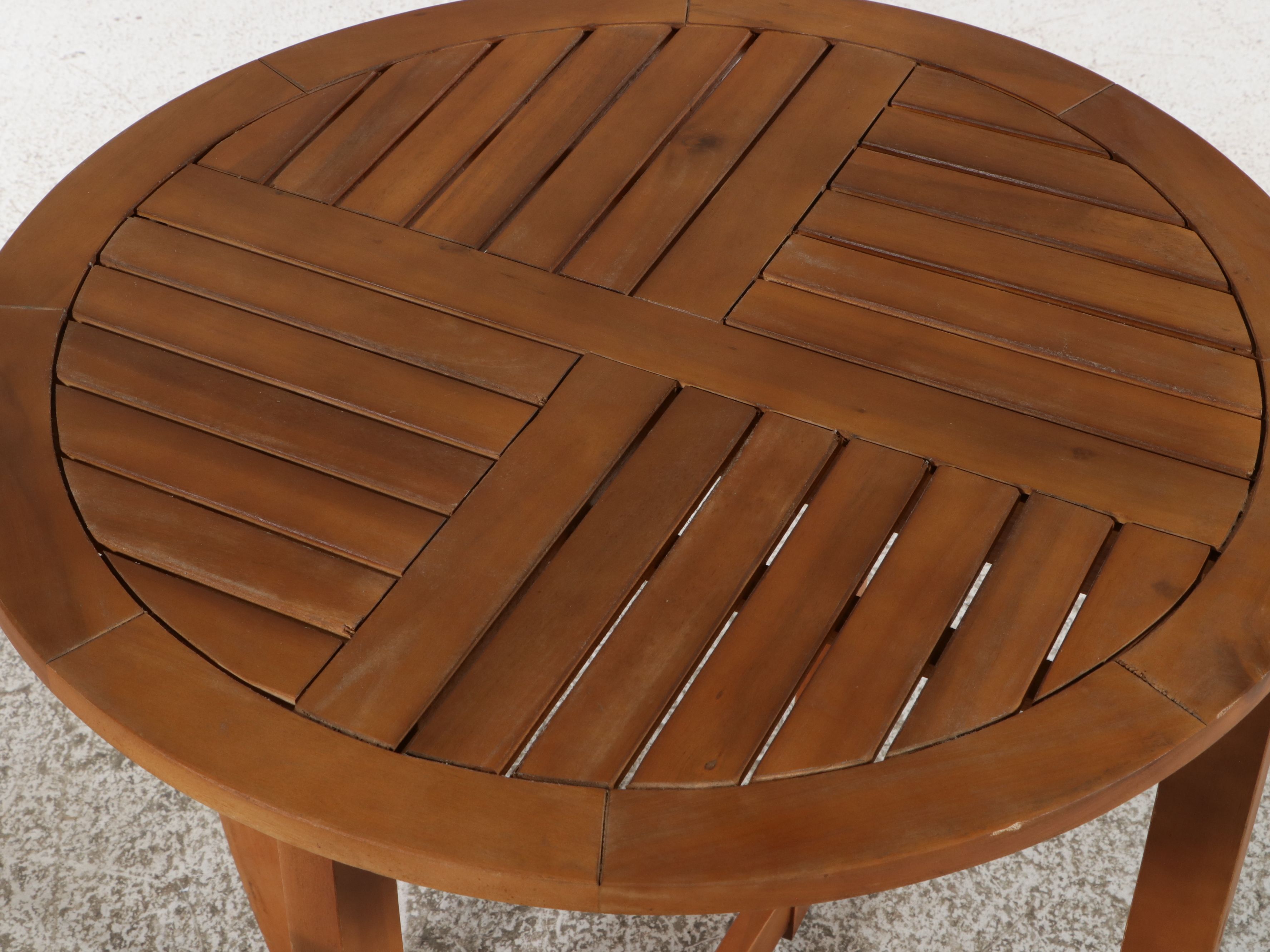 Three-Piece Modern Teak Outdoor Bistro Set