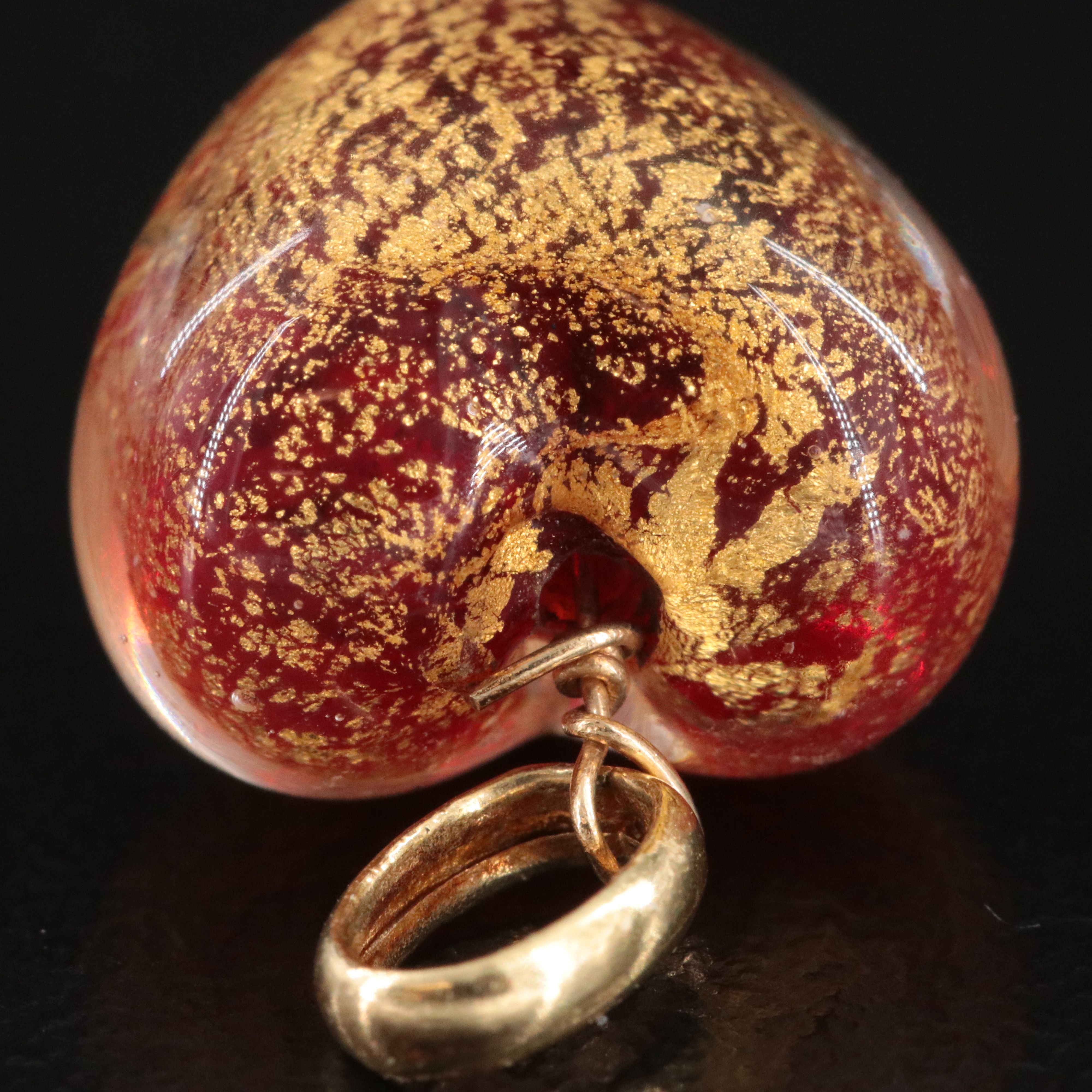 14K Glass Heart Pendant