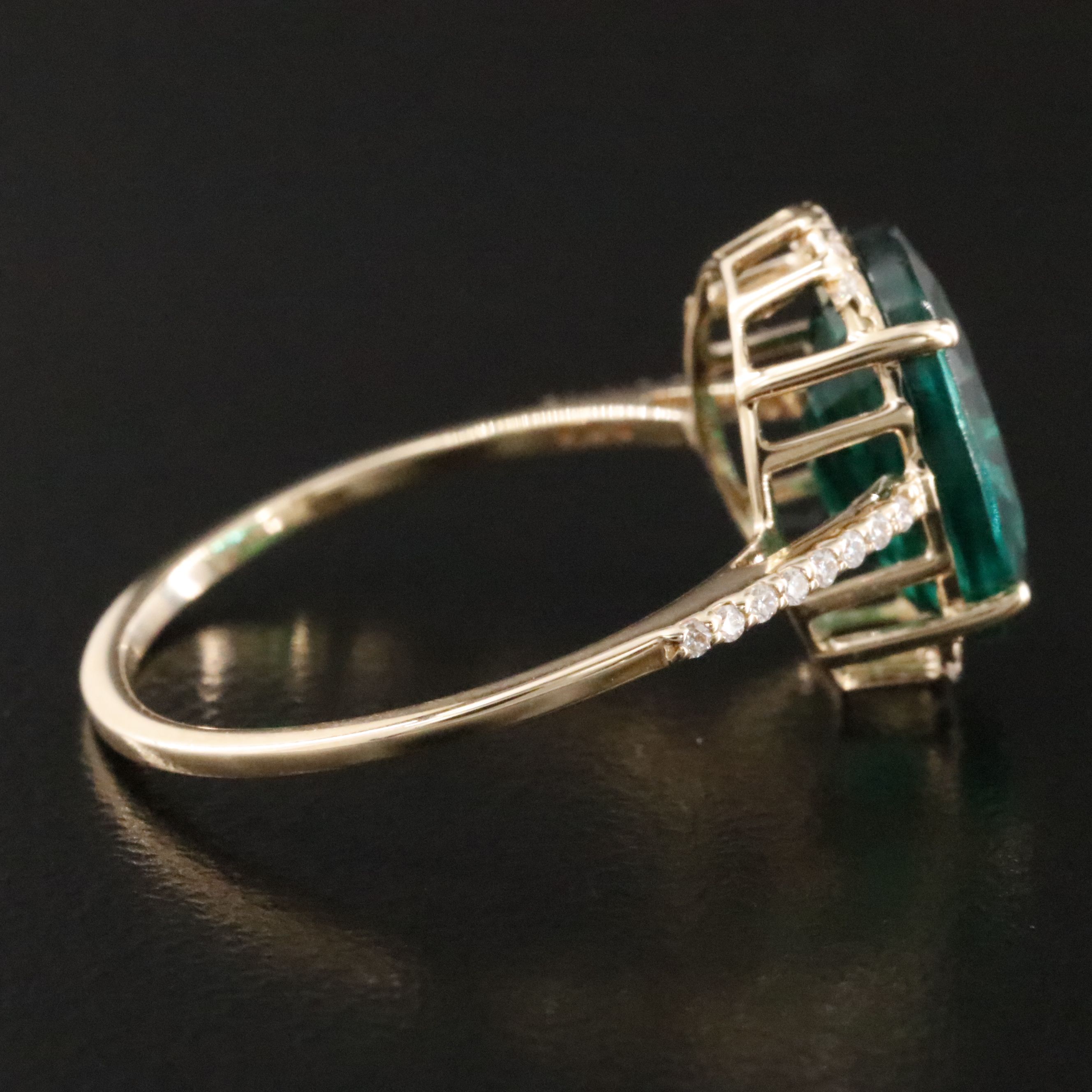 14K 2.60 CT Lab Grown Emerald and Moissanite Ring