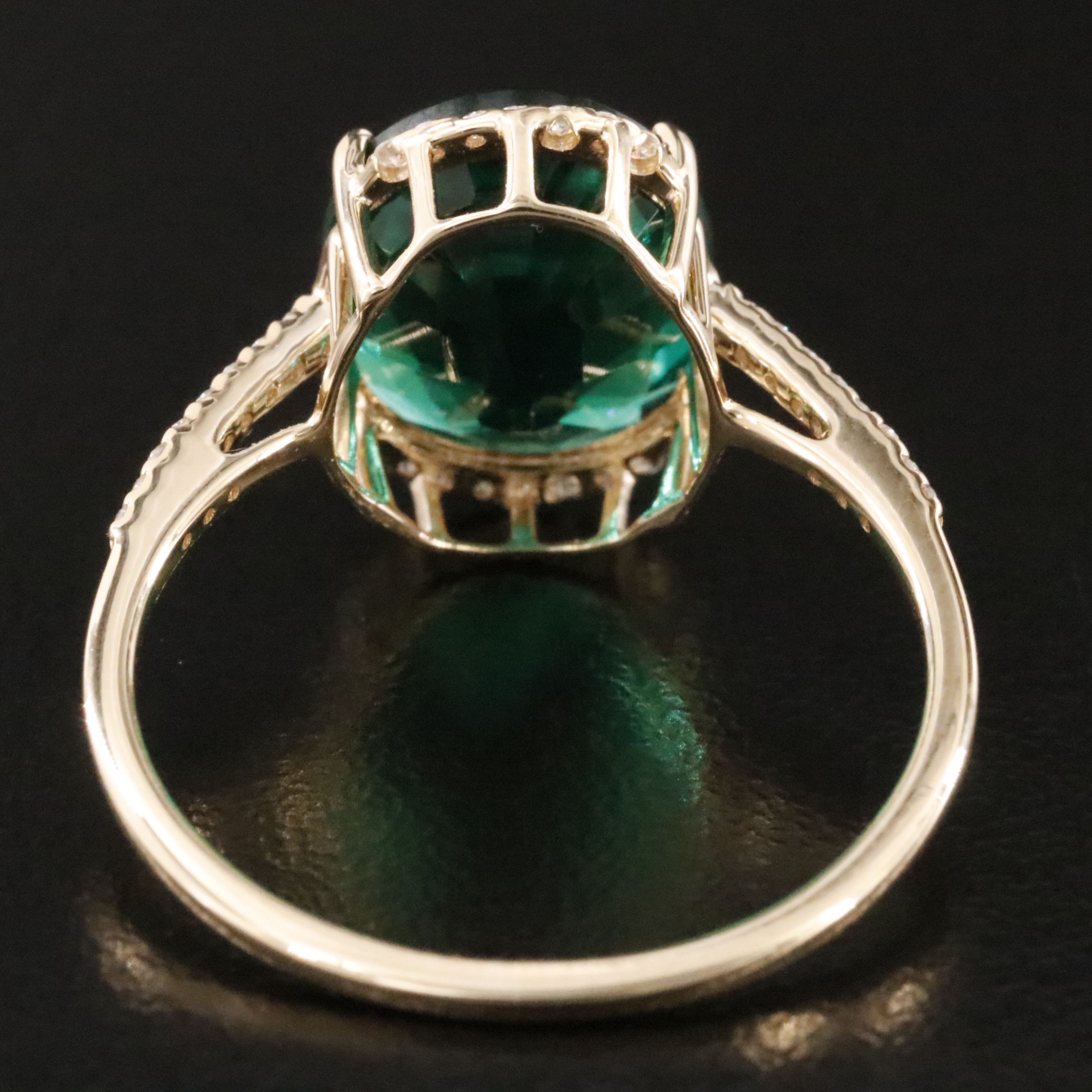 14K 2.60 CT Lab Grown Emerald and Moissanite Ring