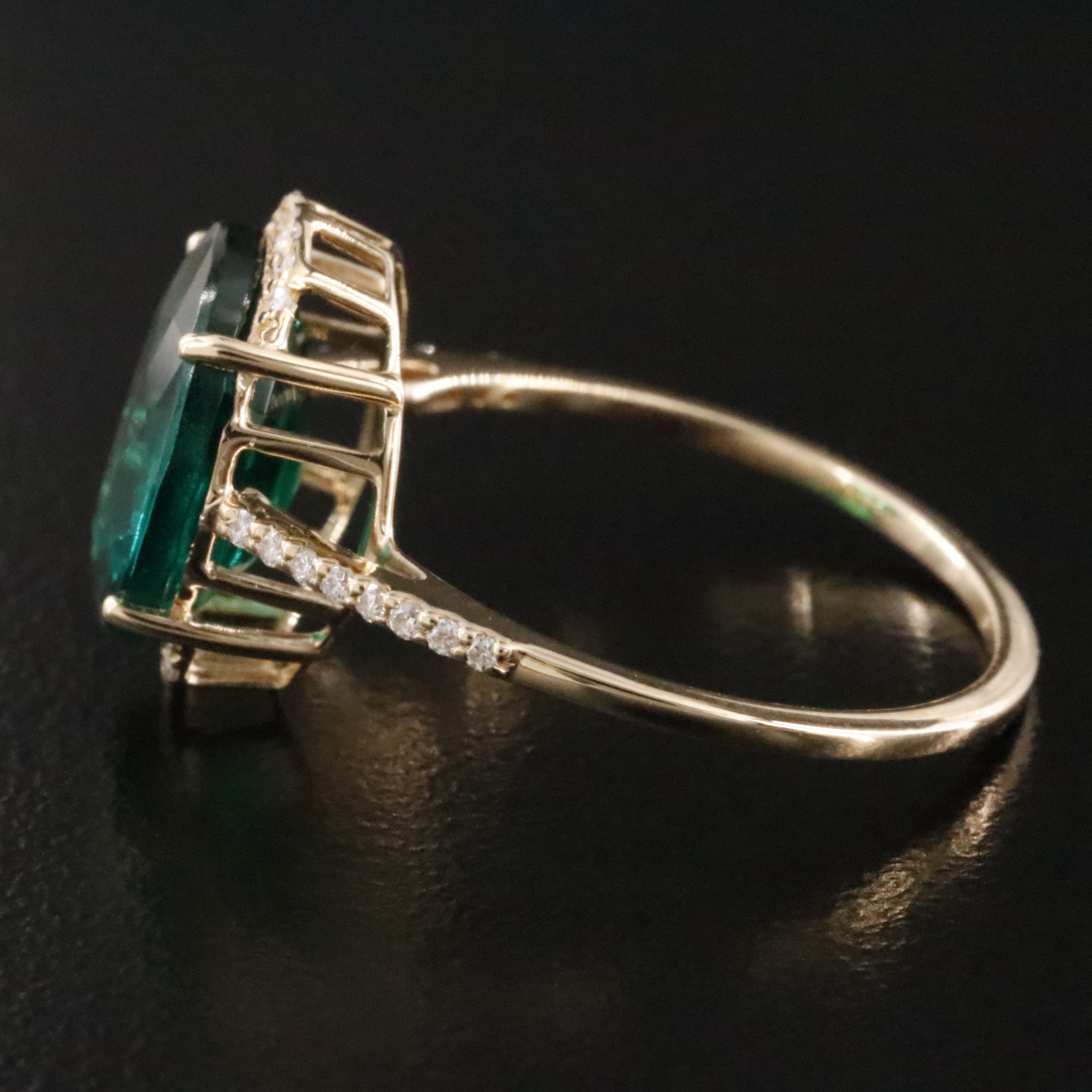14K 2.60 CT Lab Grown Emerald and Moissanite Ring