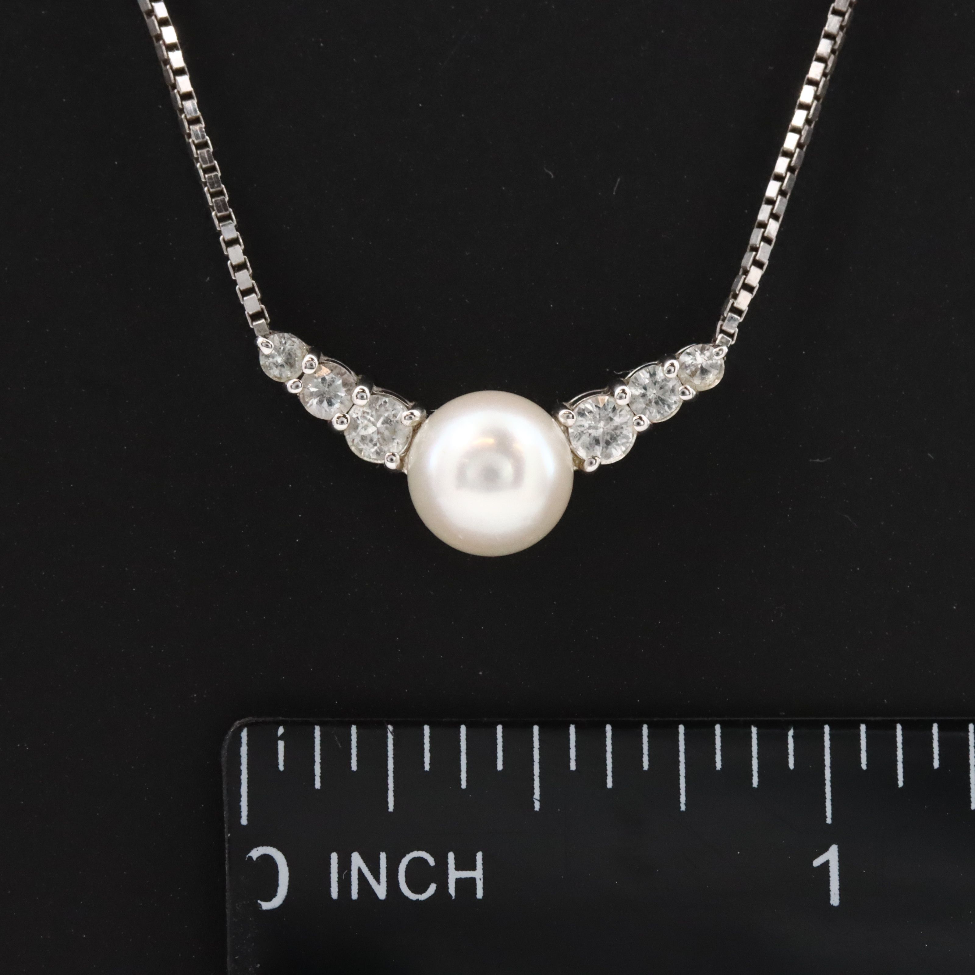 Blue Lagoon Sterling Pearl and White Sapphire Necklace