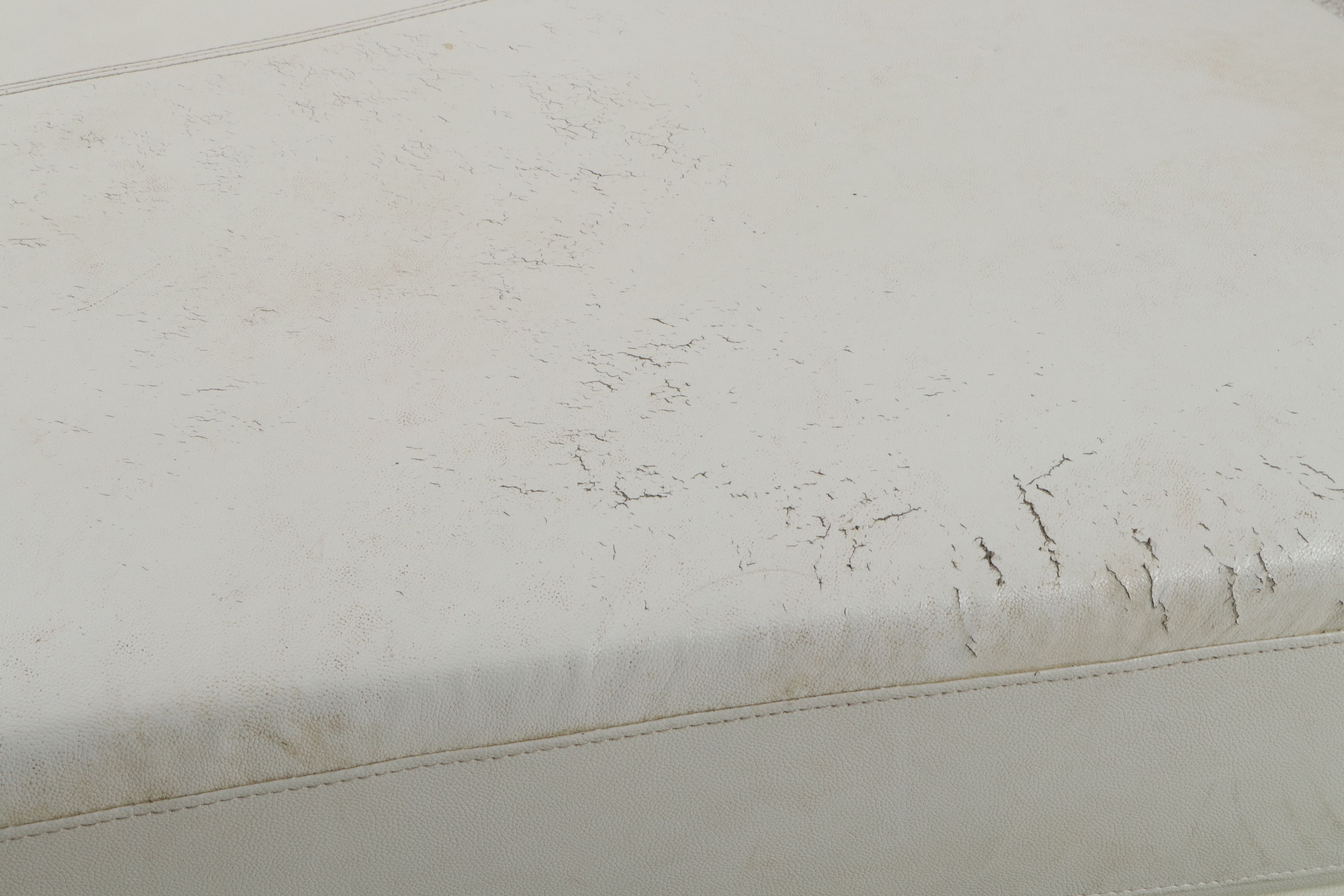 Contemporary White Bonded Leather Curved Sectional Sofa and Ottoman