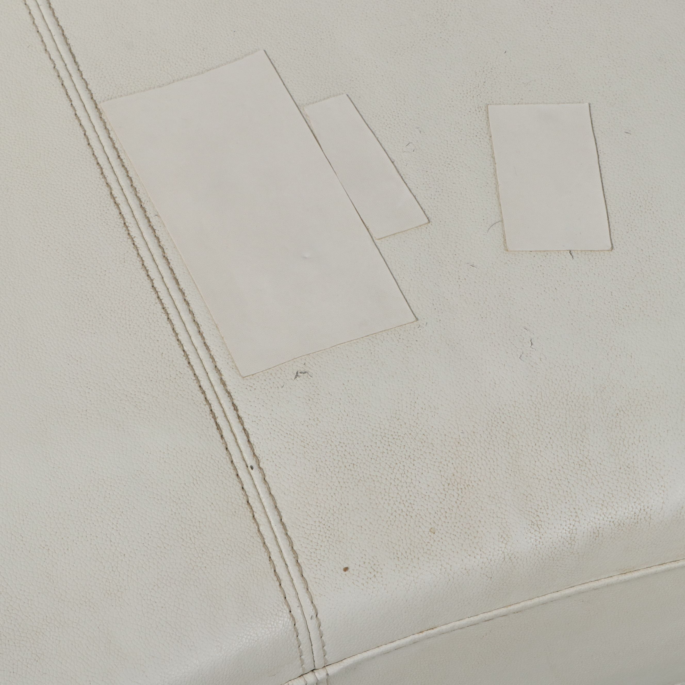 Contemporary White Bonded Leather Curved Sectional Sofa and Ottoman