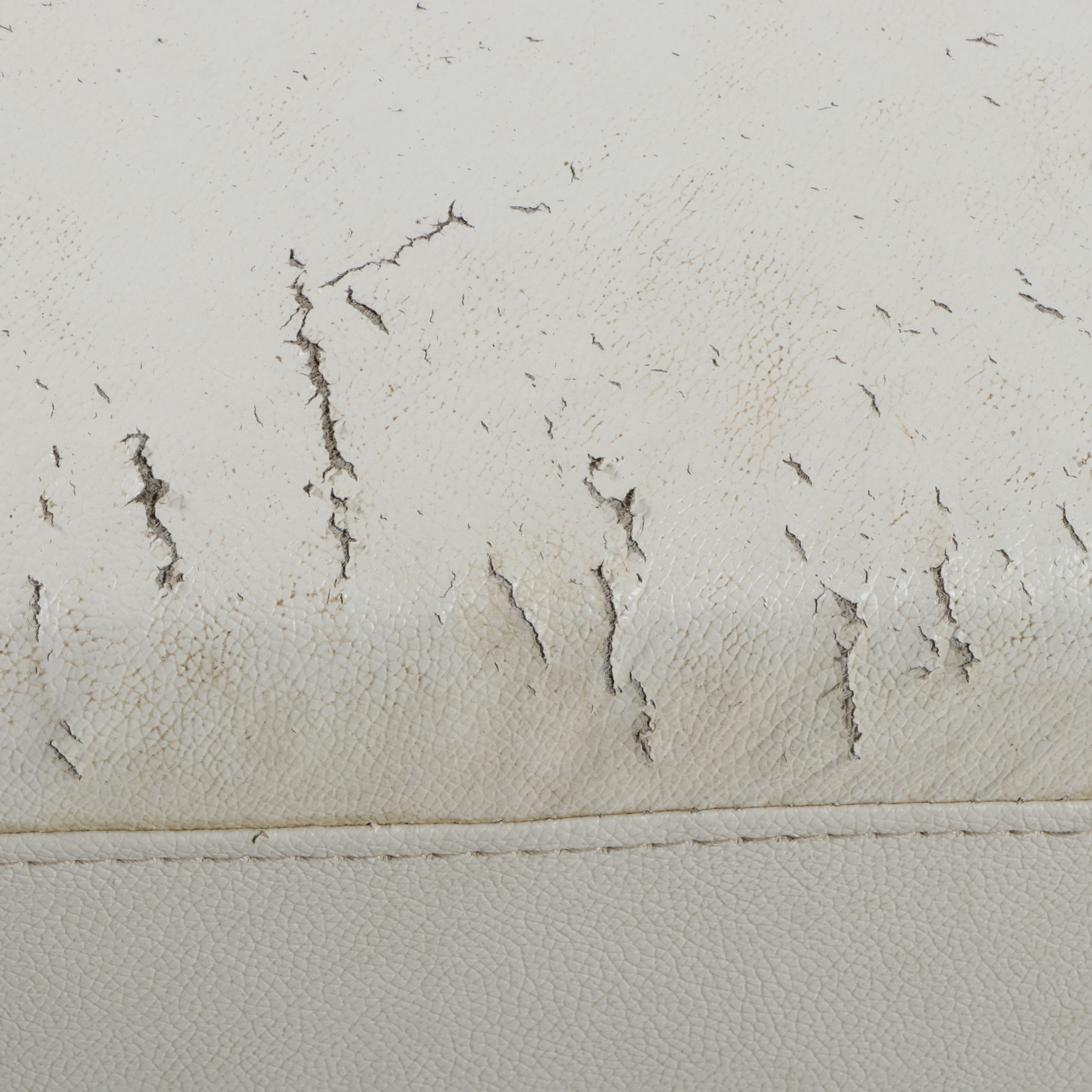 Contemporary White Bonded Leather Curved Sectional Sofa and Ottoman