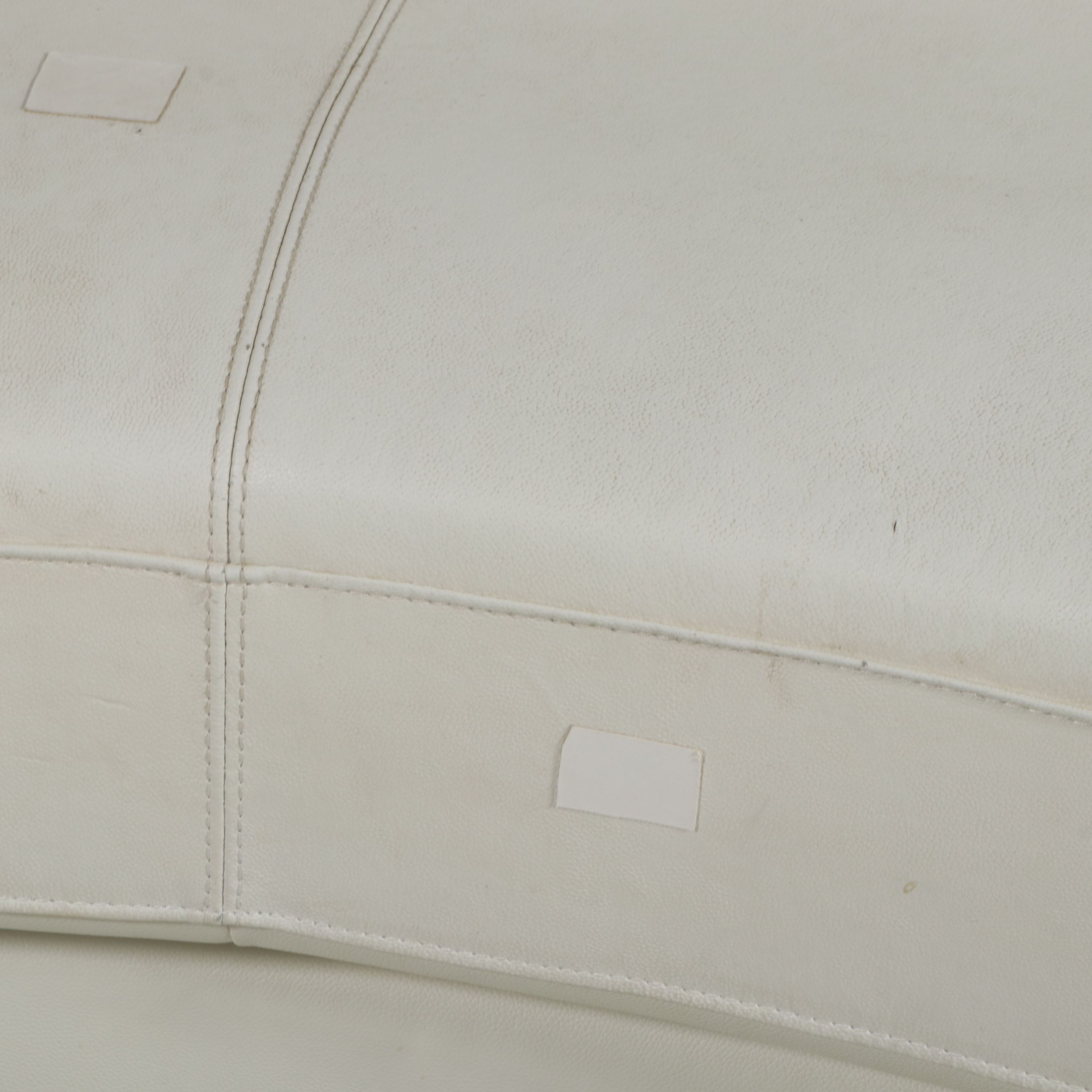 Contemporary White Bonded Leather Curved Sectional Sofa and Ottoman