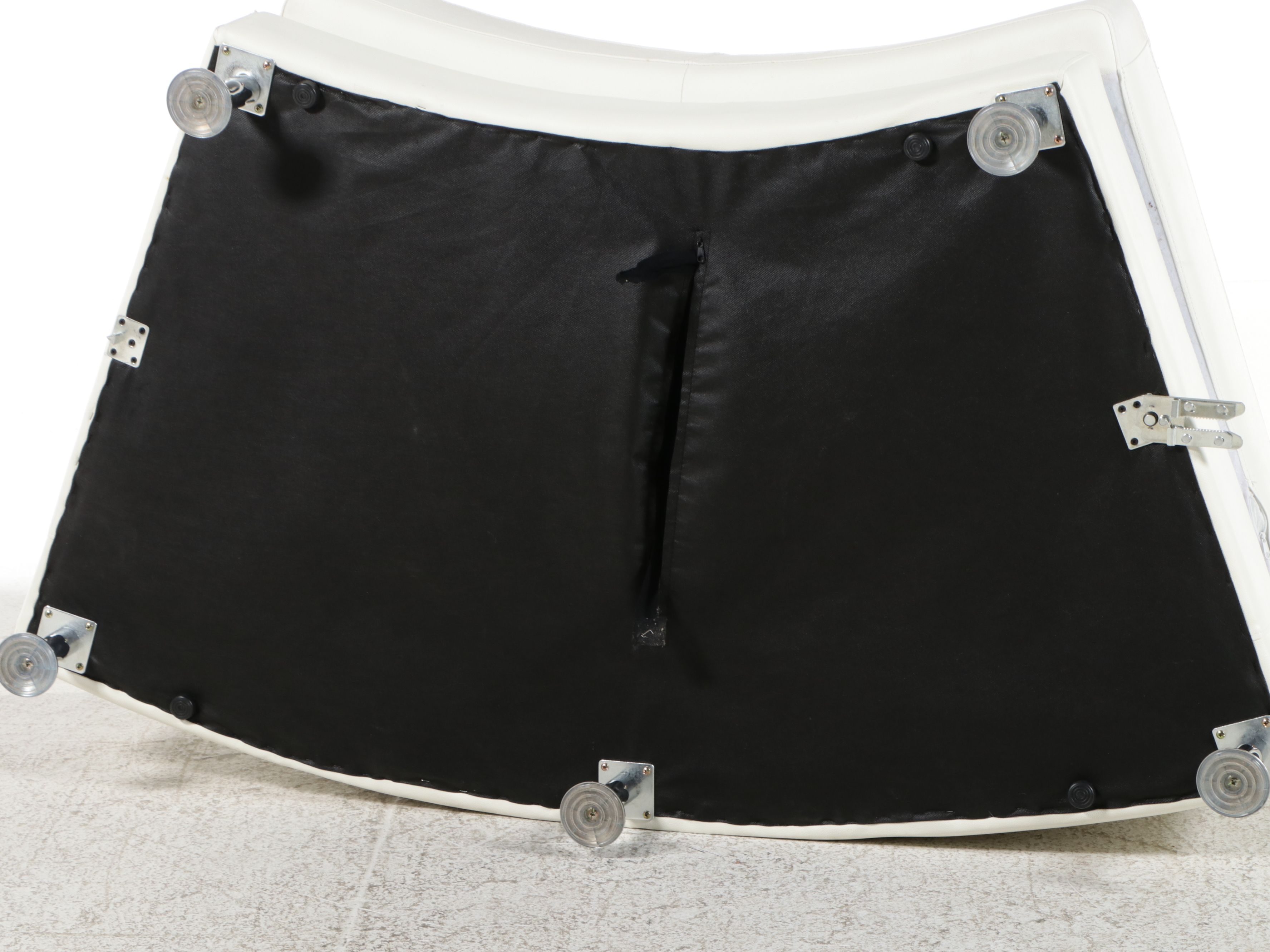 Contemporary White Bonded Leather Curved Sectional Sofa and Ottoman