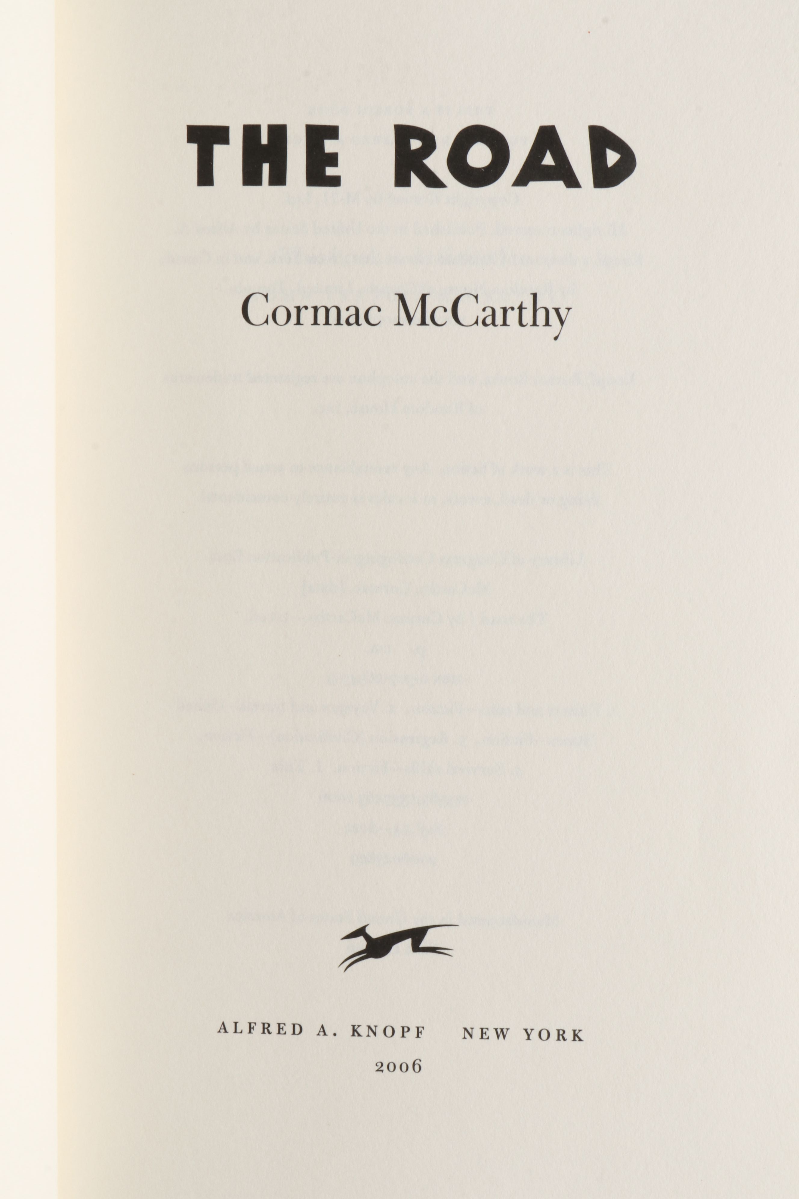 First Edition "The Road" by Cormac McCarthy, 2006
