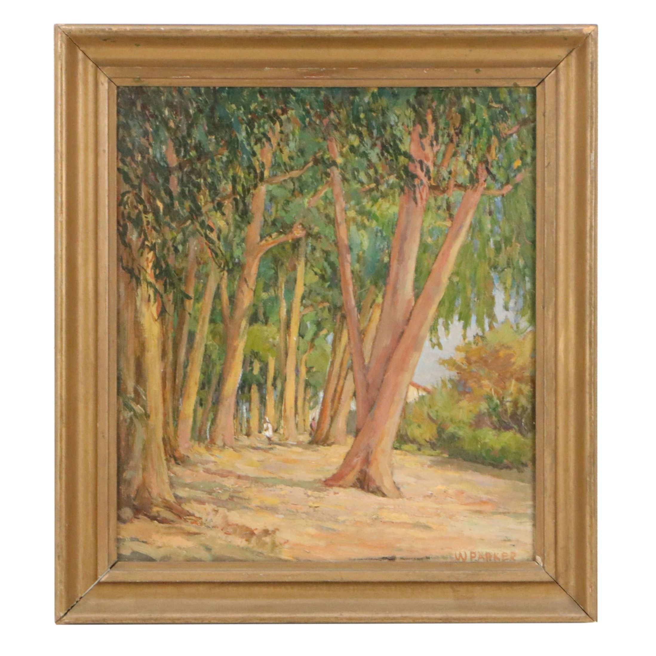 Walter H. Parker Woodland Landscape Oil Painting, Early to Mid-20th Century