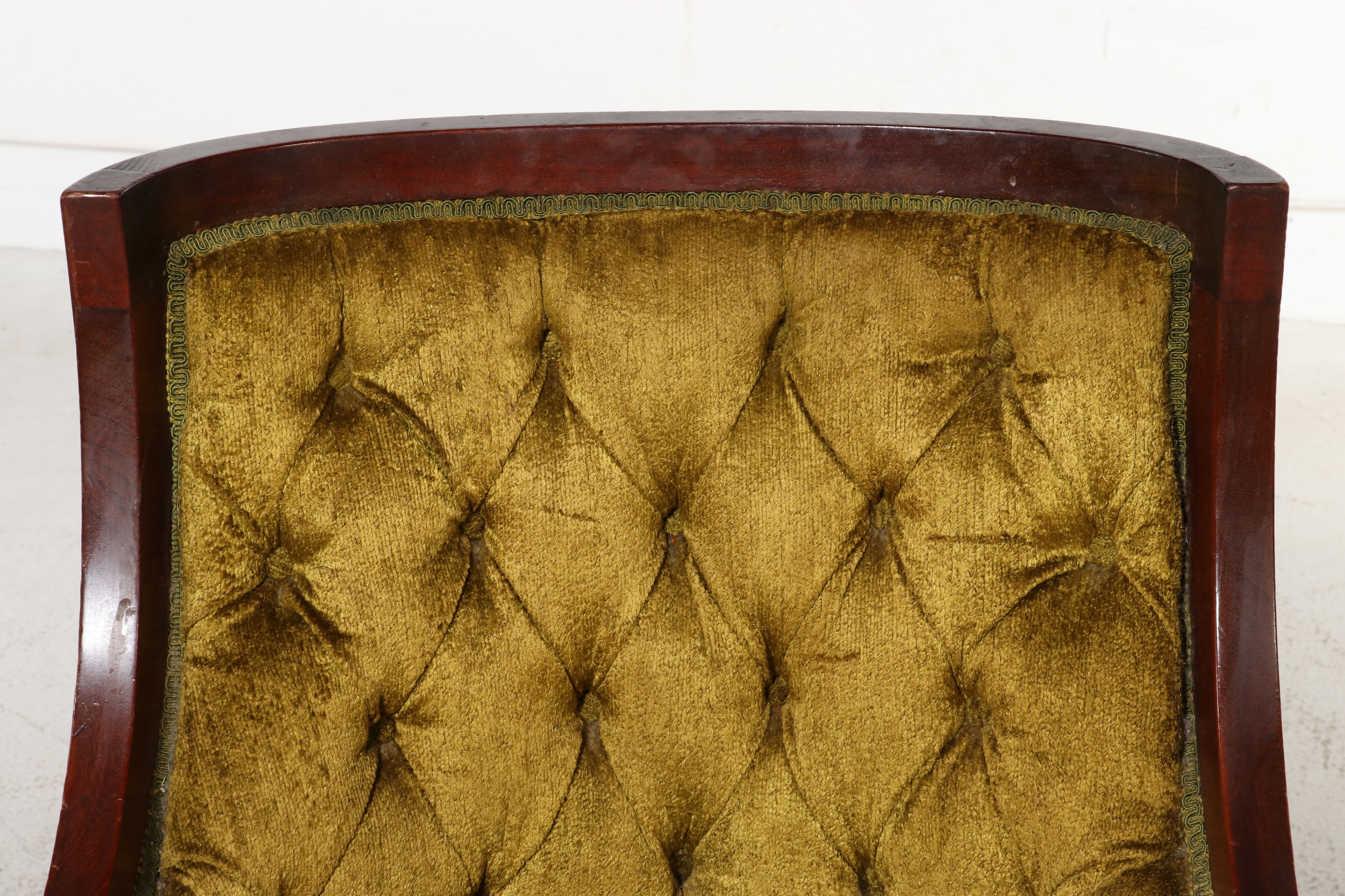 Victorian Tufted Velvet Tub Chair with Claw & Ball Feet, Late 19th Century