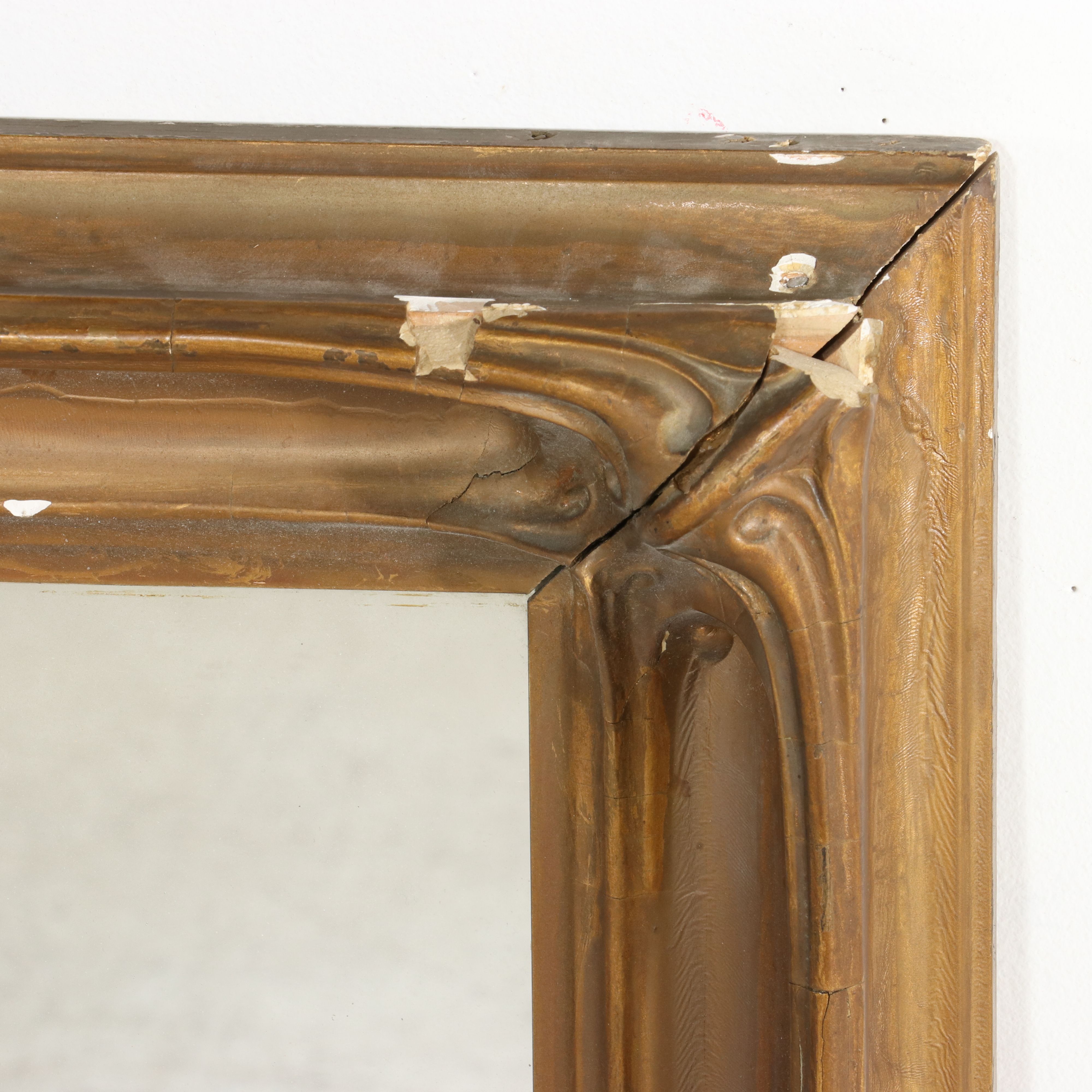 Art Nouveau Style Gilt Molded Plaster and Wood Rectangular Wall Mirror