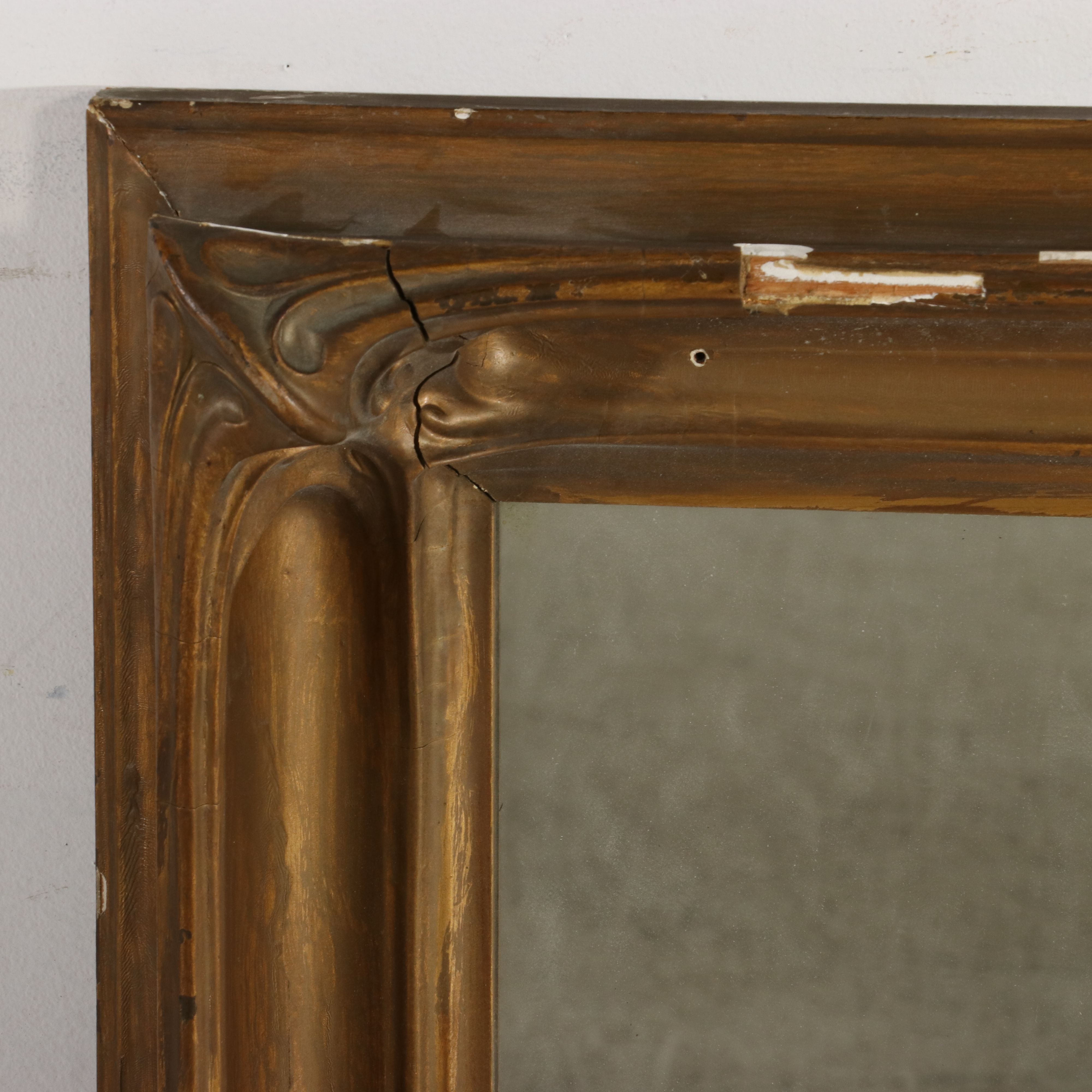 Art Nouveau Style Gilt Molded Plaster and Wood Rectangular Wall Mirror