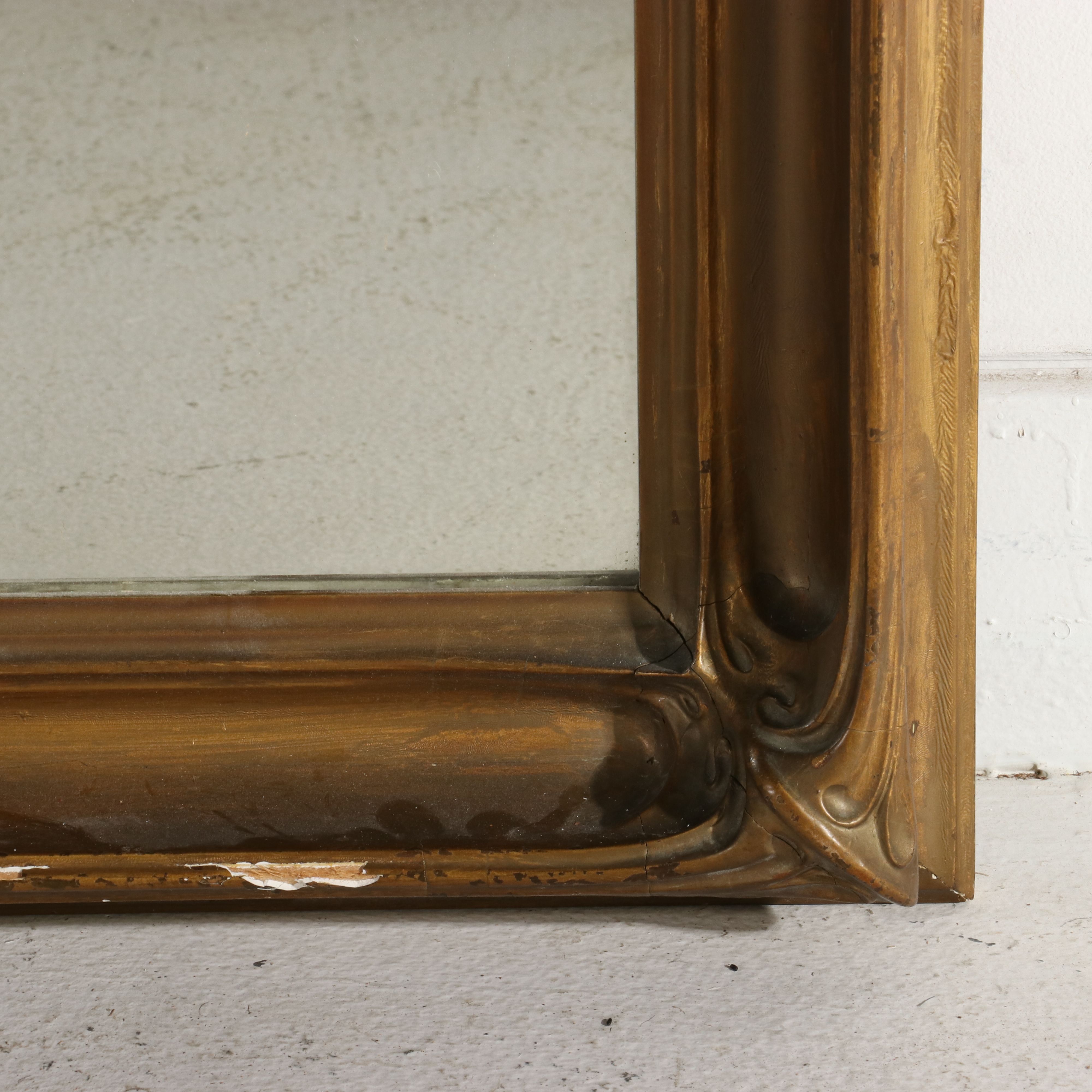 Art Nouveau Style Gilt Molded Plaster and Wood Rectangular Wall Mirror