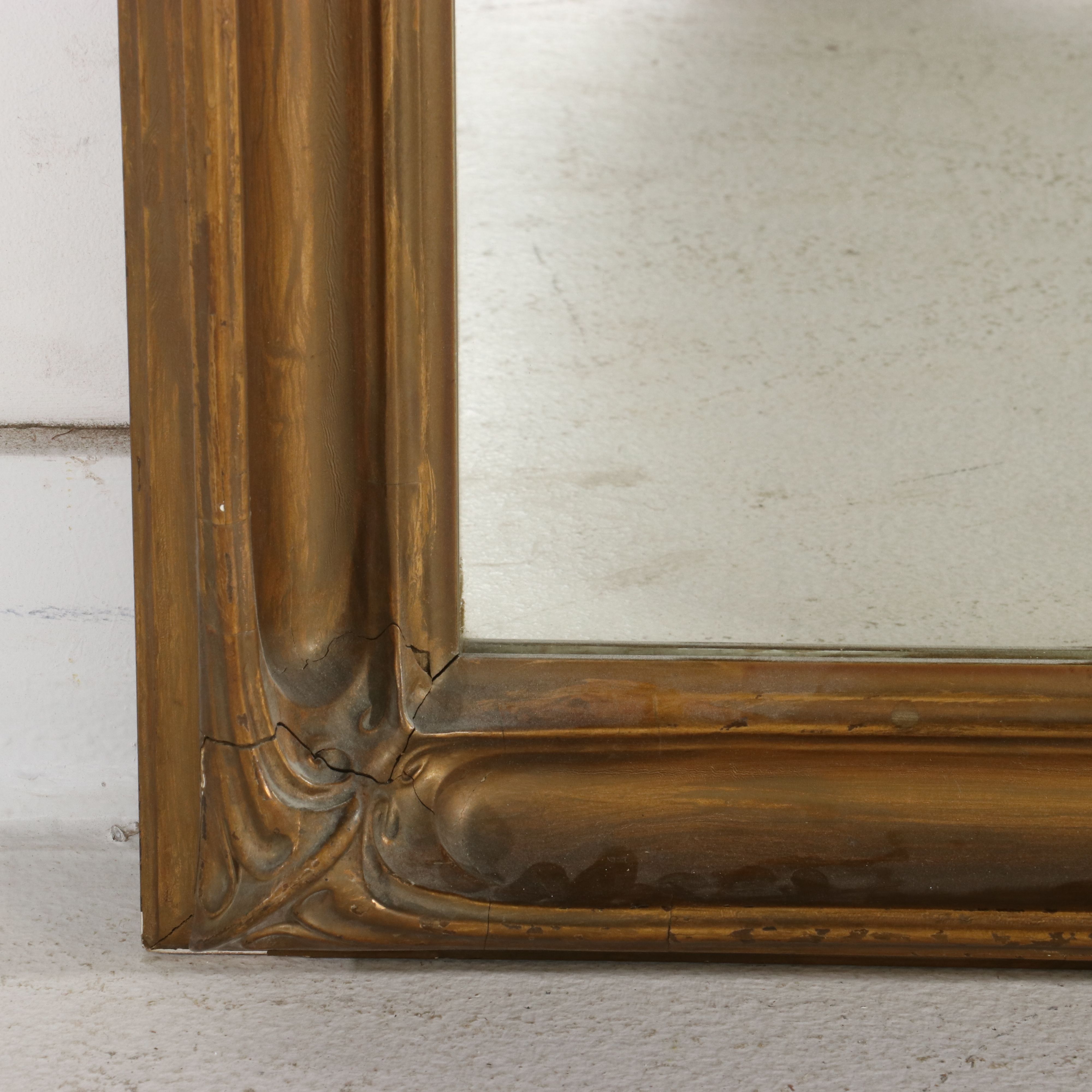 Art Nouveau Style Gilt Molded Plaster and Wood Rectangular Wall Mirror