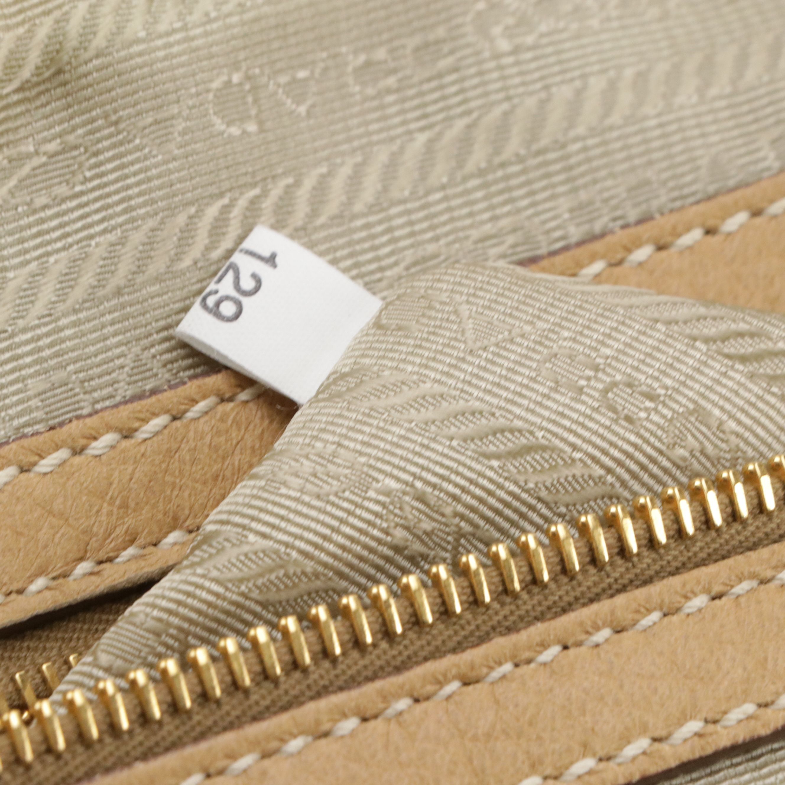 Prada Zip-Around Bowler Satchel Bag in Beige Grained Deerskin Leather