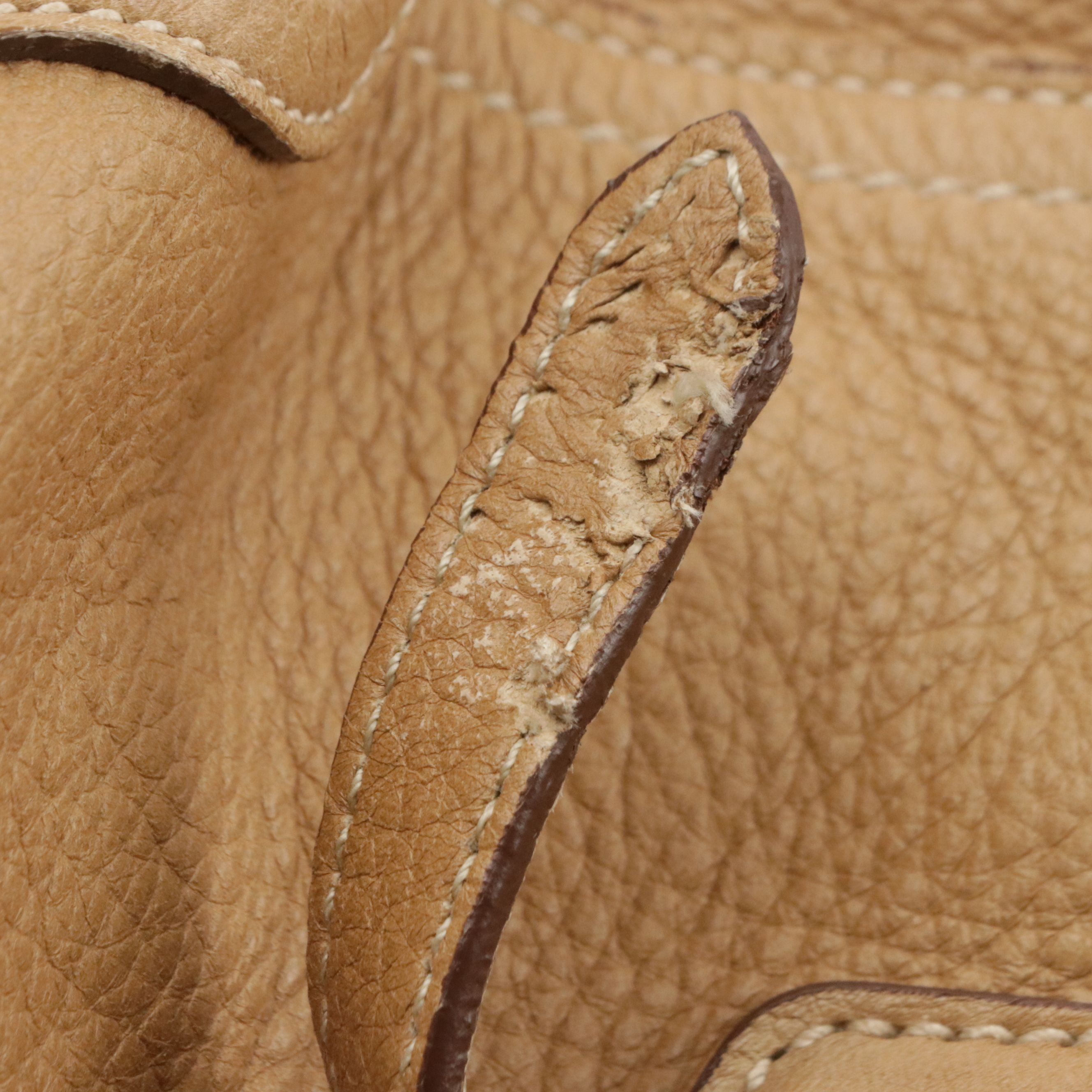 Prada Zip-Around Bowler Satchel Bag in Beige Grained Deerskin Leather