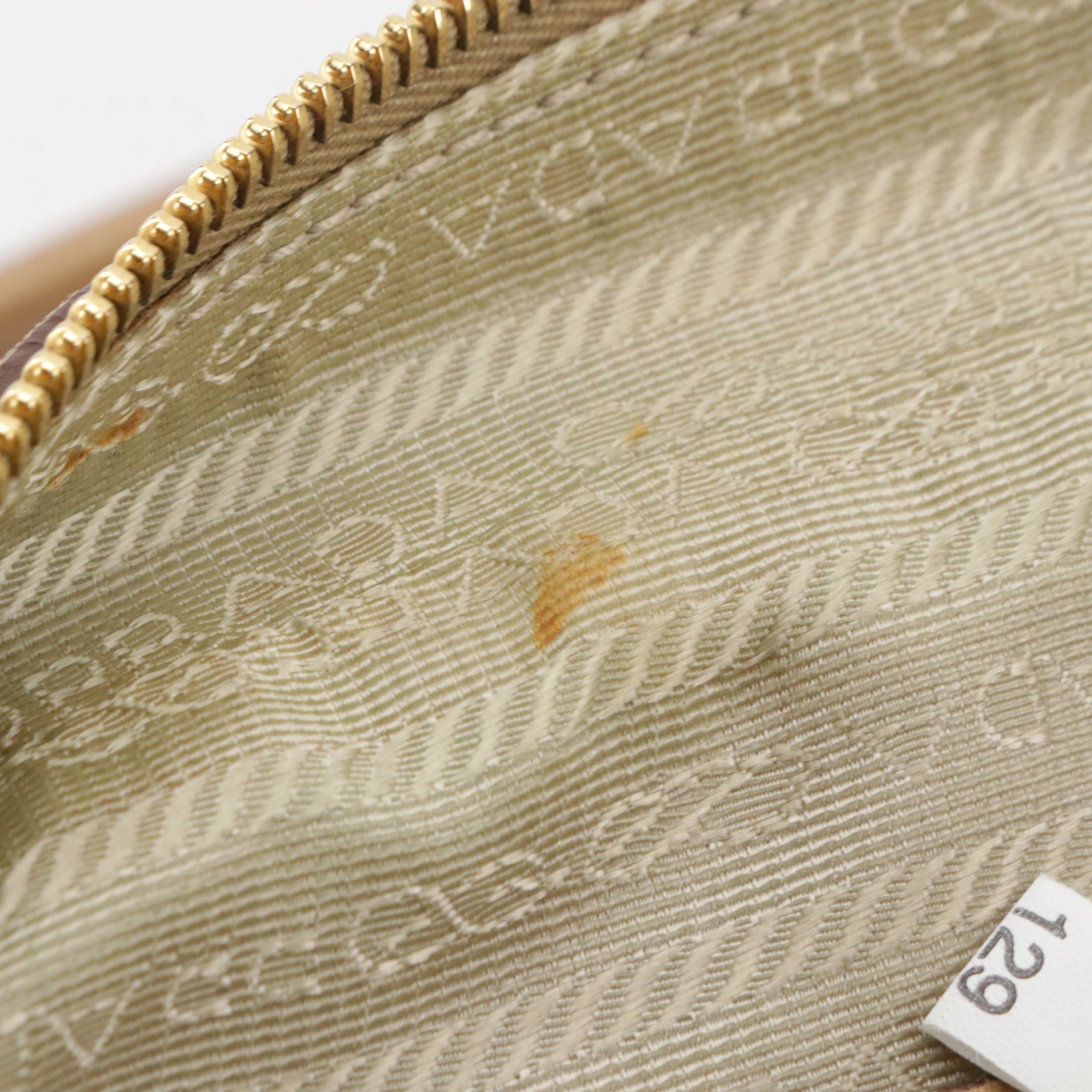 Prada Zip-Around Bowler Satchel Bag in Beige Grained Deerskin Leather