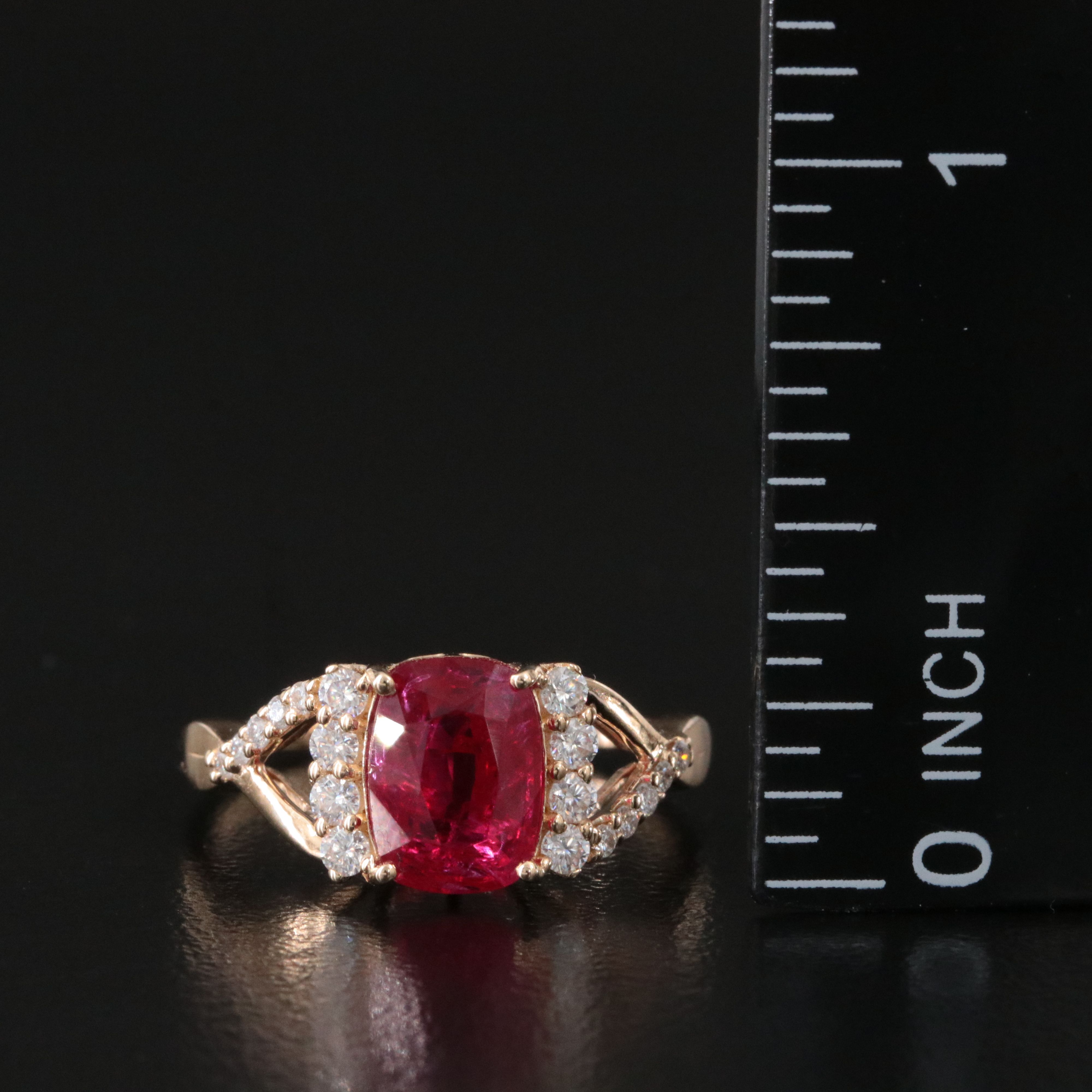 14K 1.80 CT Lab Grown Ruby and Moissanite Ring