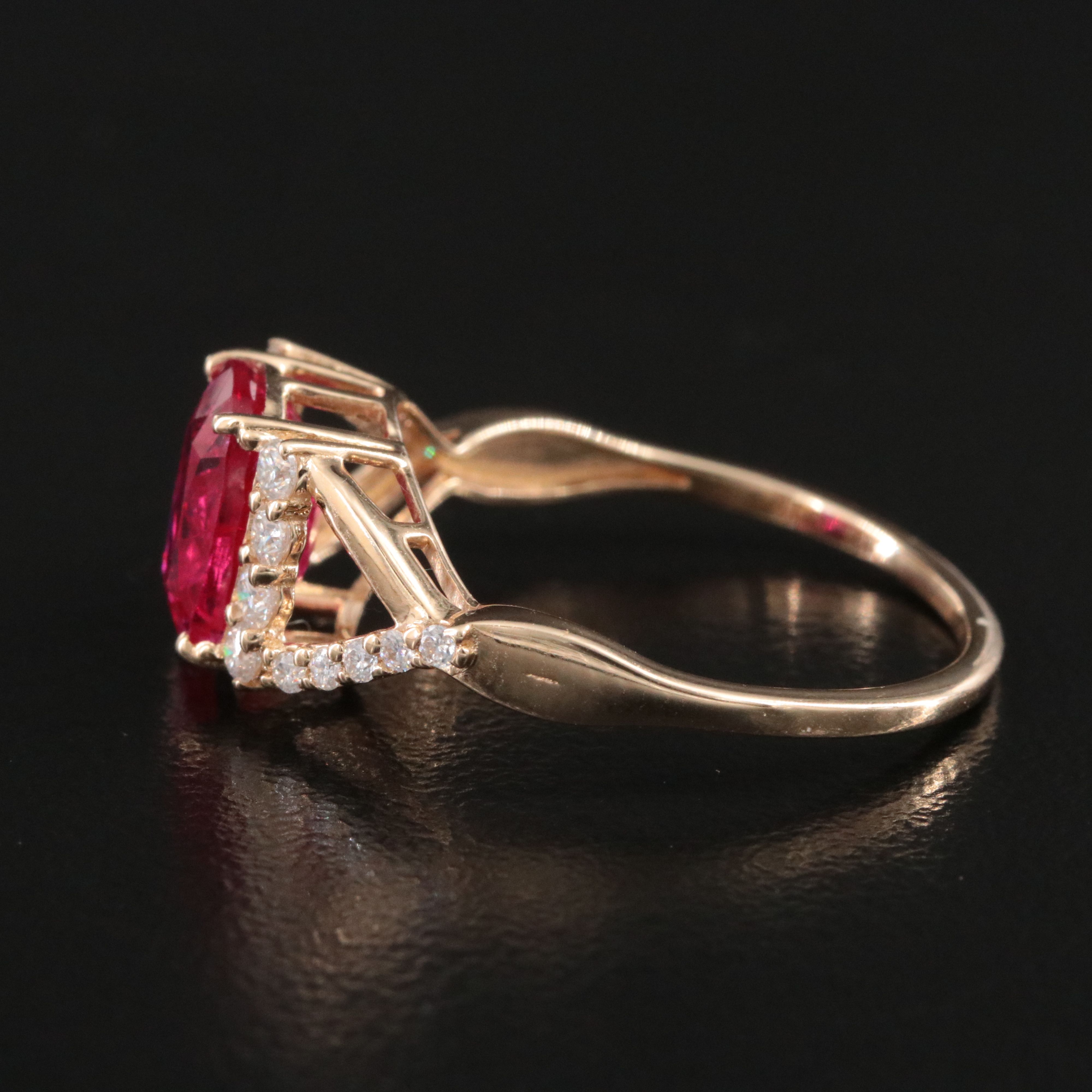 14K 1.80 CT Lab Grown Ruby and Moissanite Ring