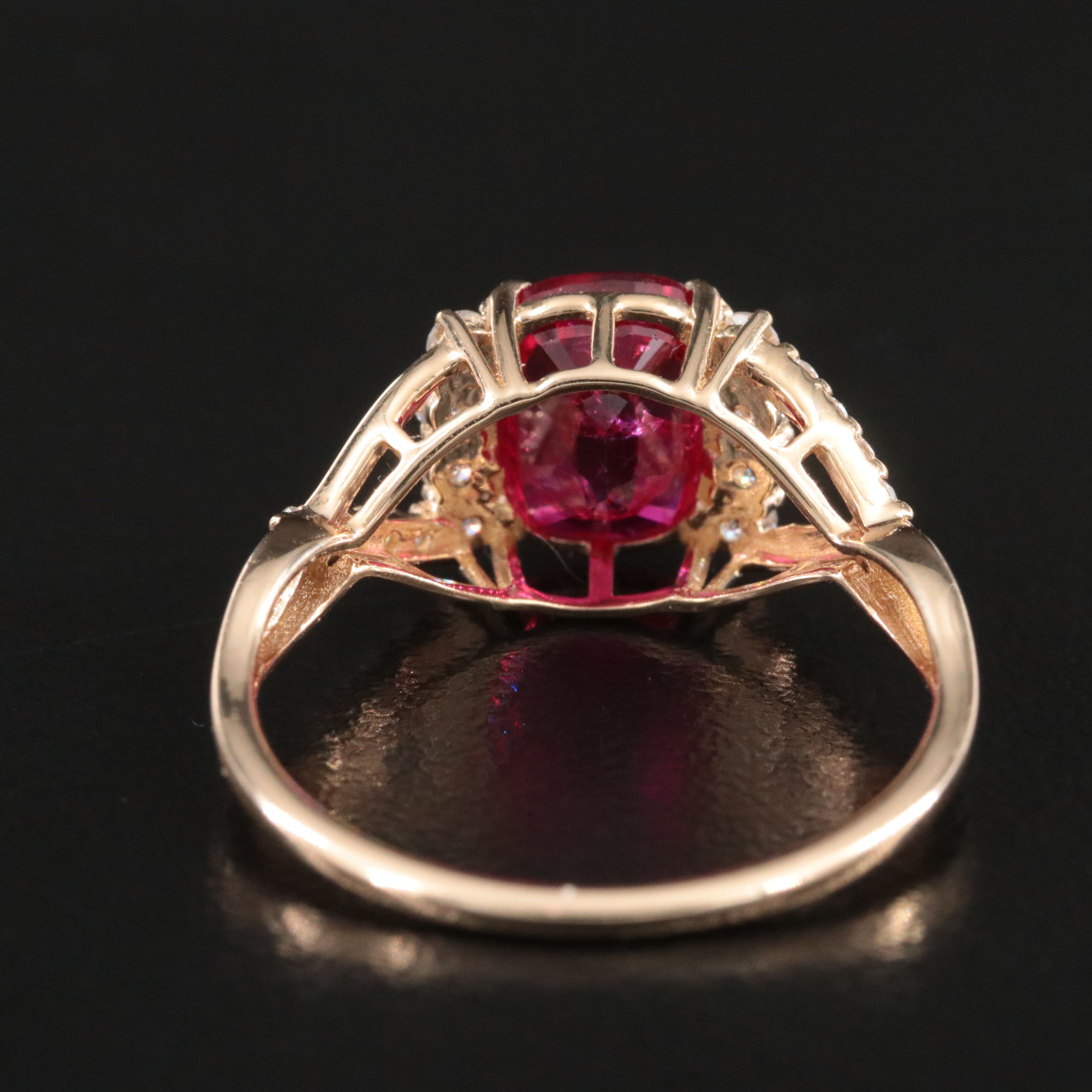 14K 1.80 CT Lab Grown Ruby and Moissanite Ring