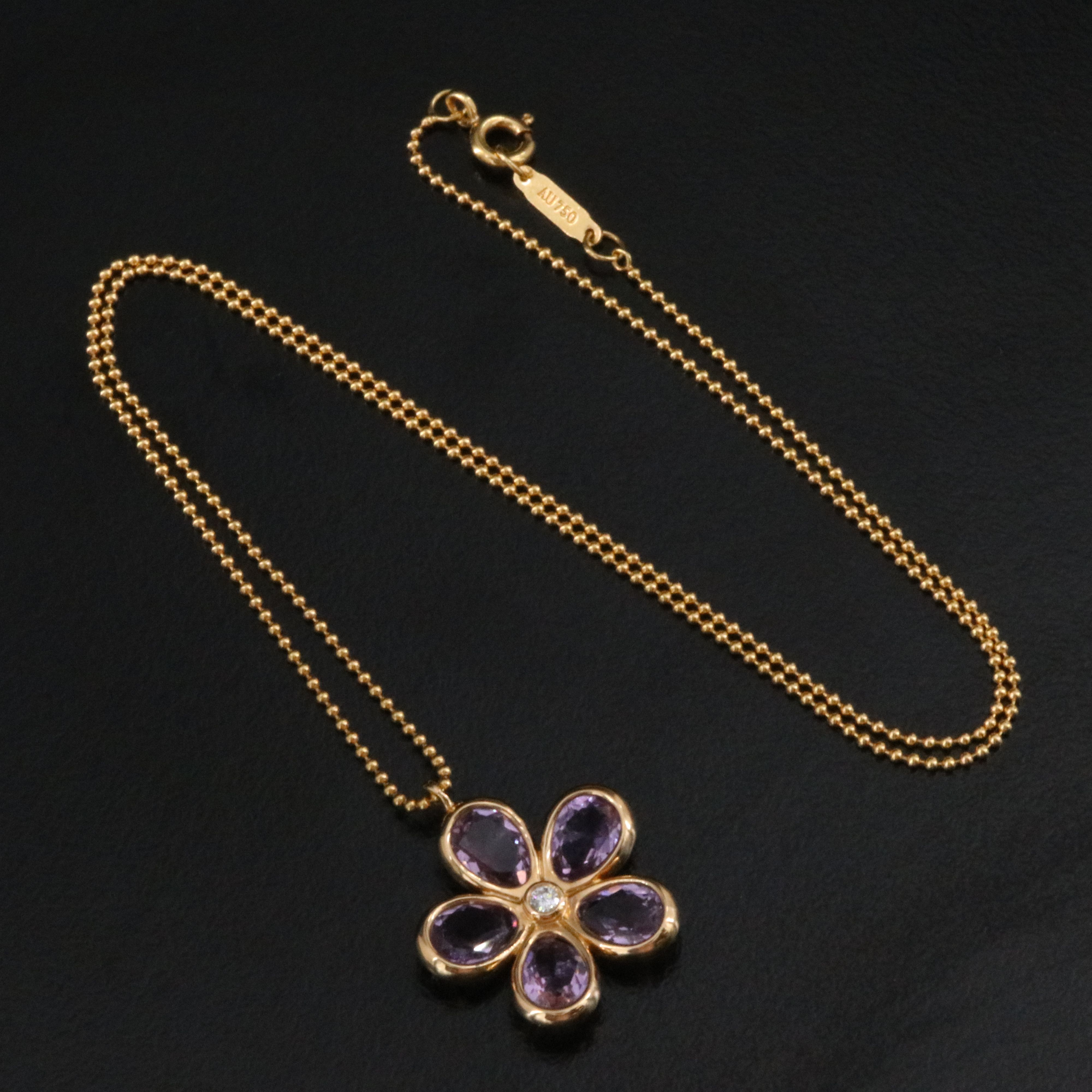Tiffany & Co. Garden Flower 18K Rose Gold Amethyst and Diamond Necklace