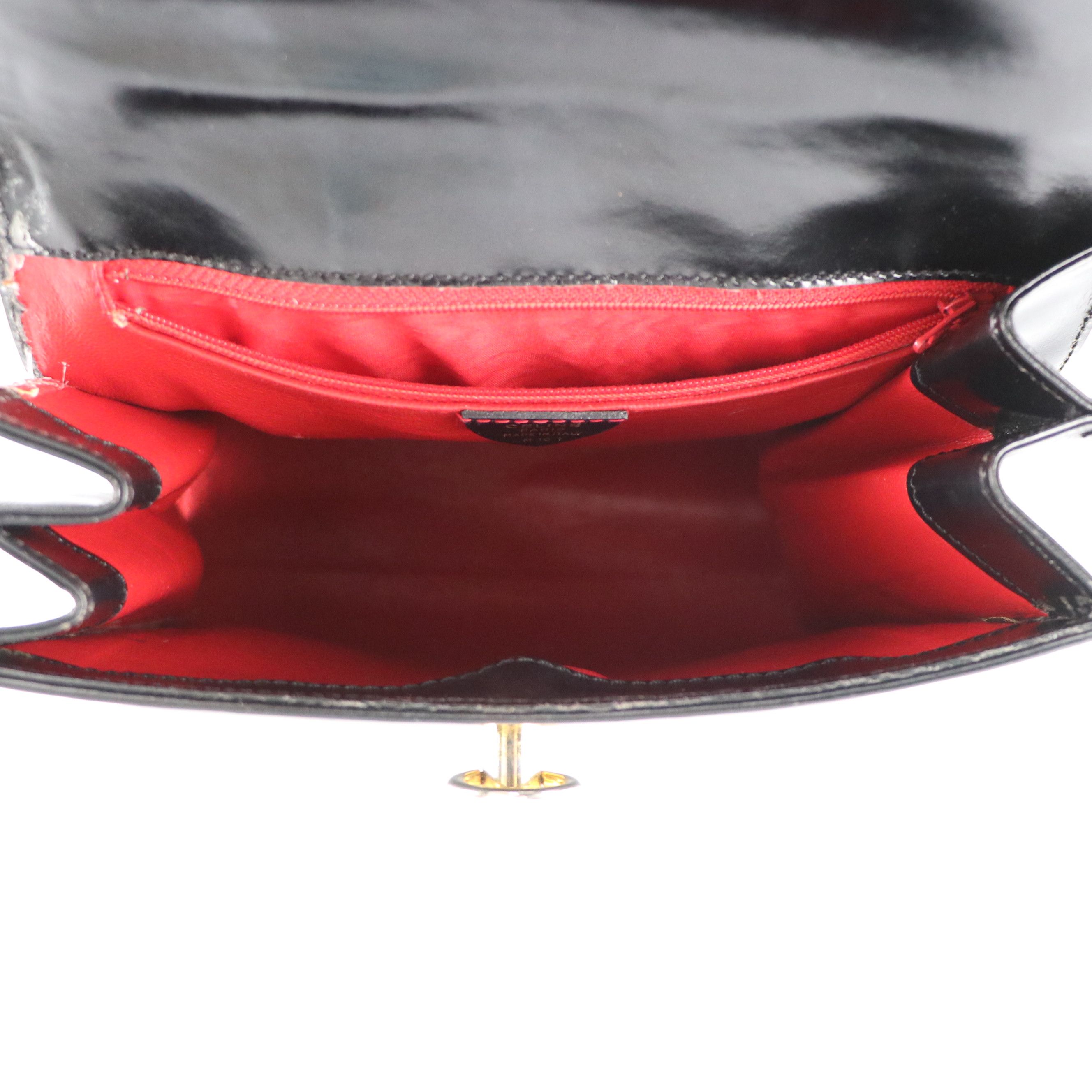 Celine Top Handle Foldover Handbag in Black Leather