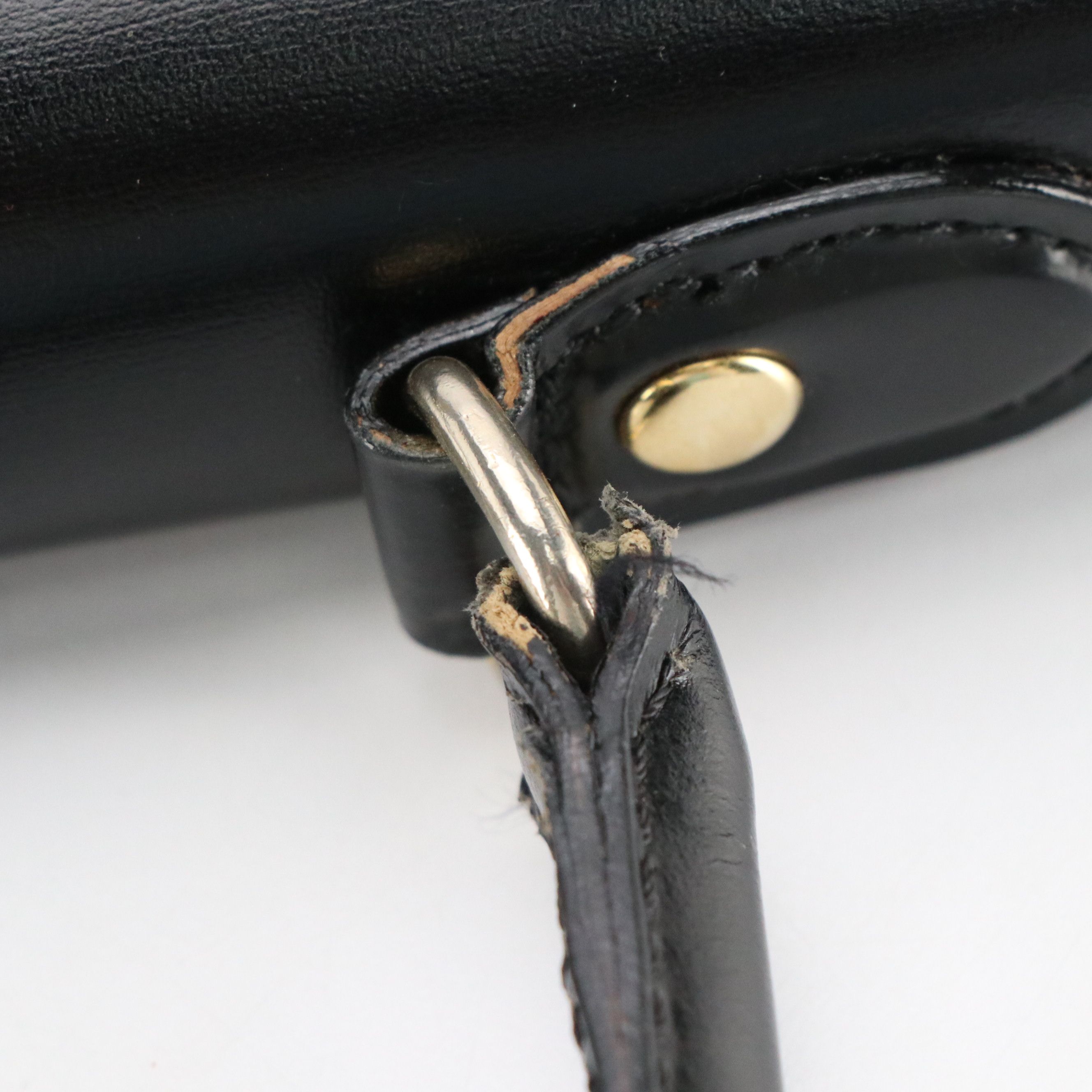 Celine Top Handle Foldover Handbag in Black Leather