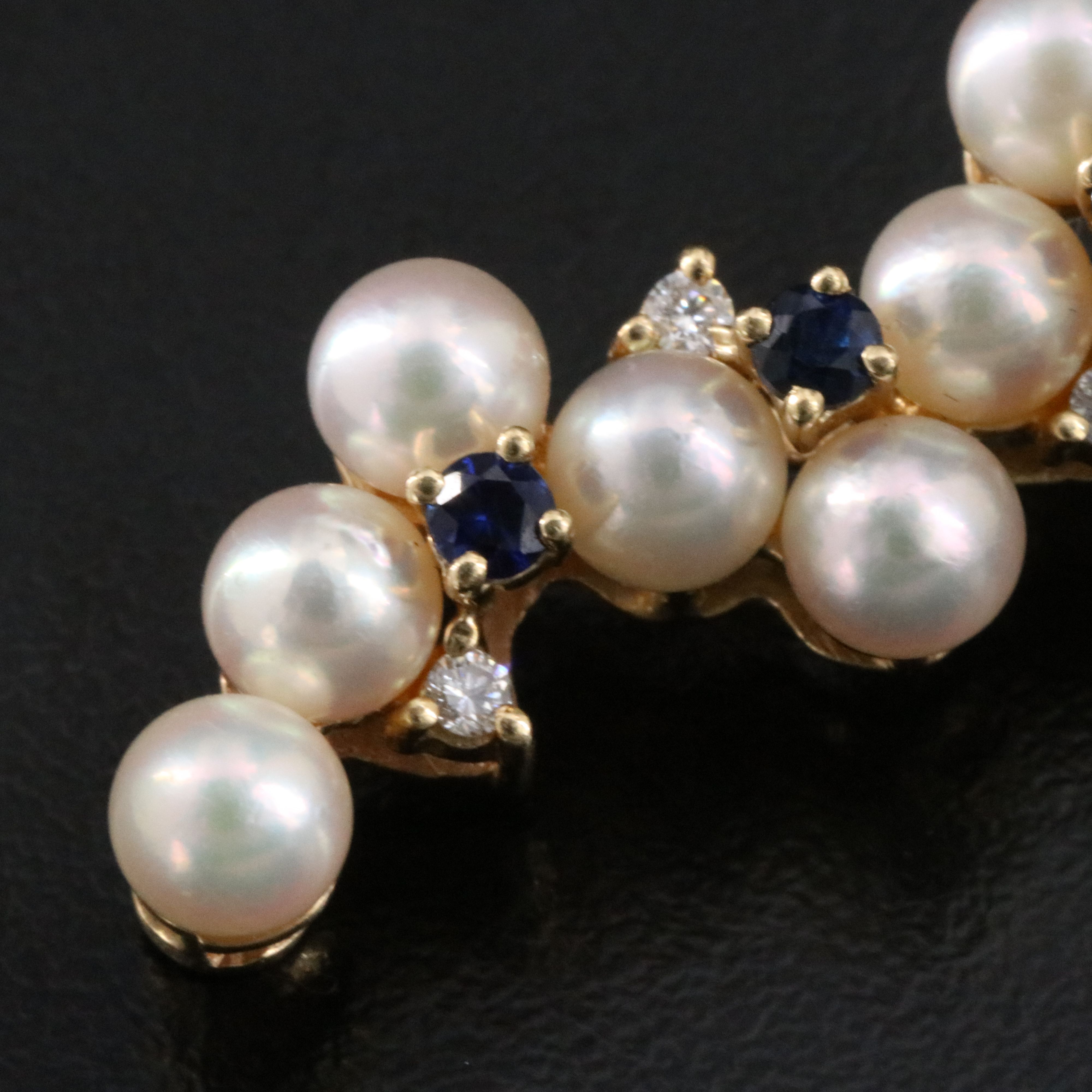 Tiffany & Co. 14K Pearl, Sapphire and Diamond Brooch
