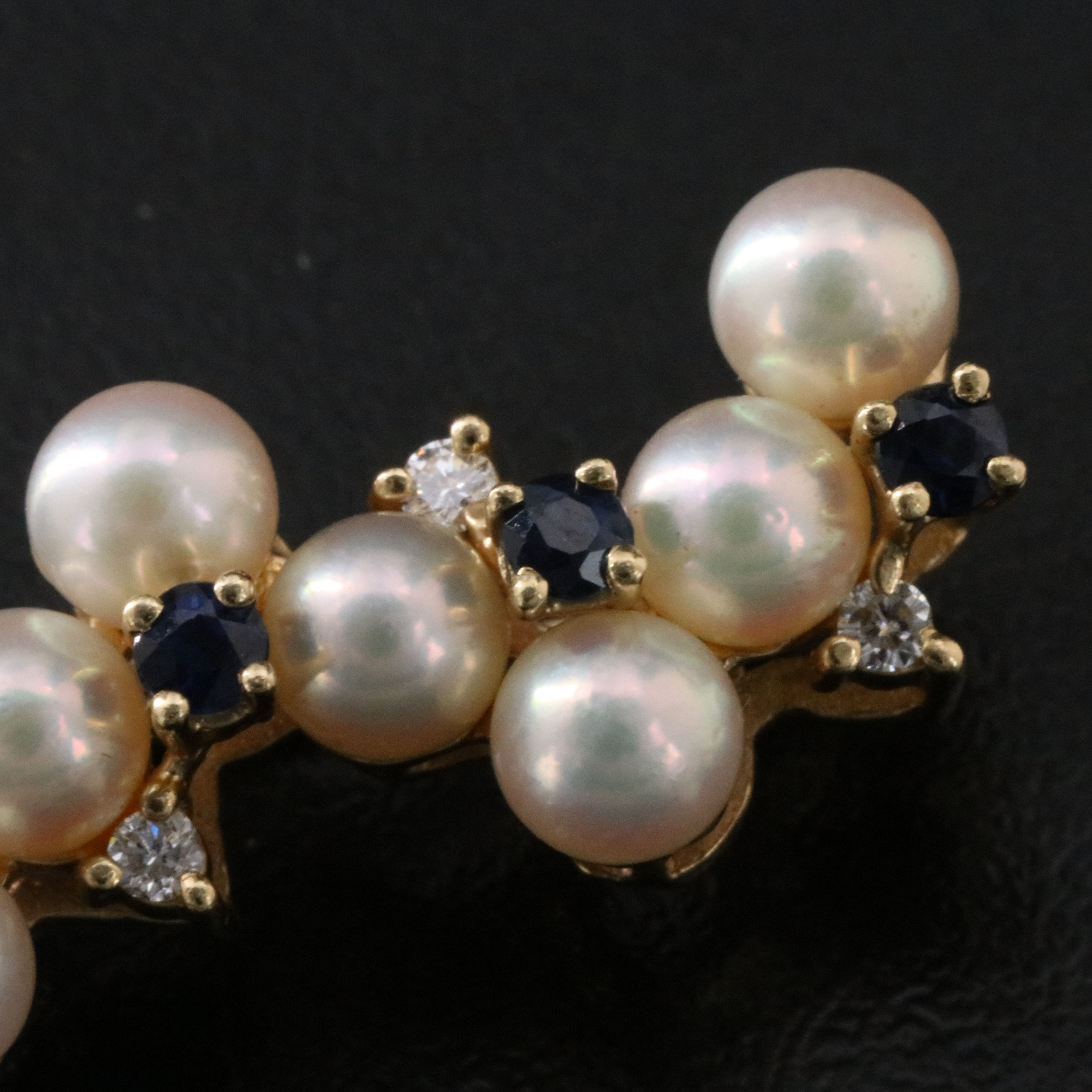 Tiffany & Co. 14K Pearl, Sapphire and Diamond Brooch