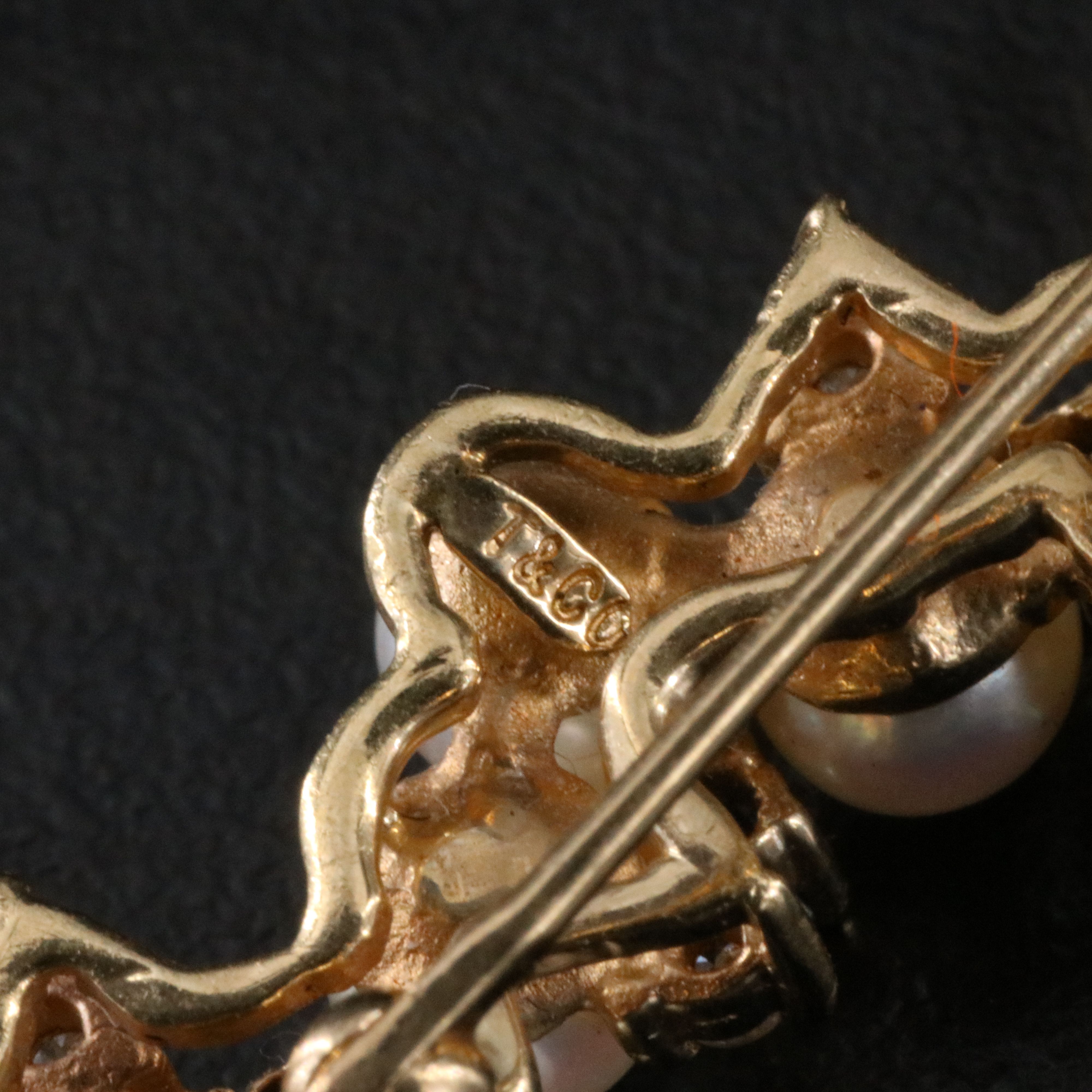 Tiffany & Co. 14K Pearl, Sapphire and Diamond Brooch