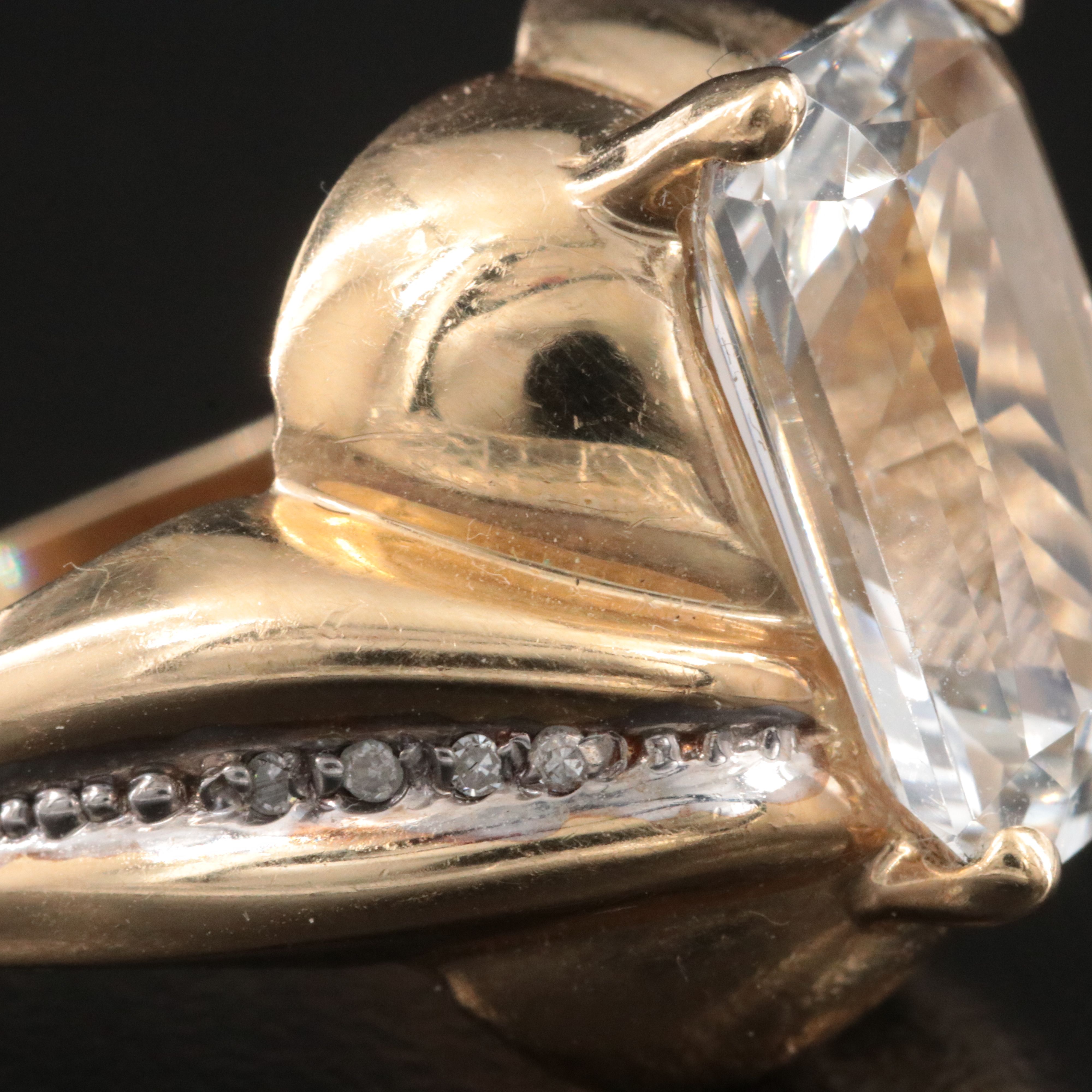 10K 8.64 CT White Topaz and Diamond Ring