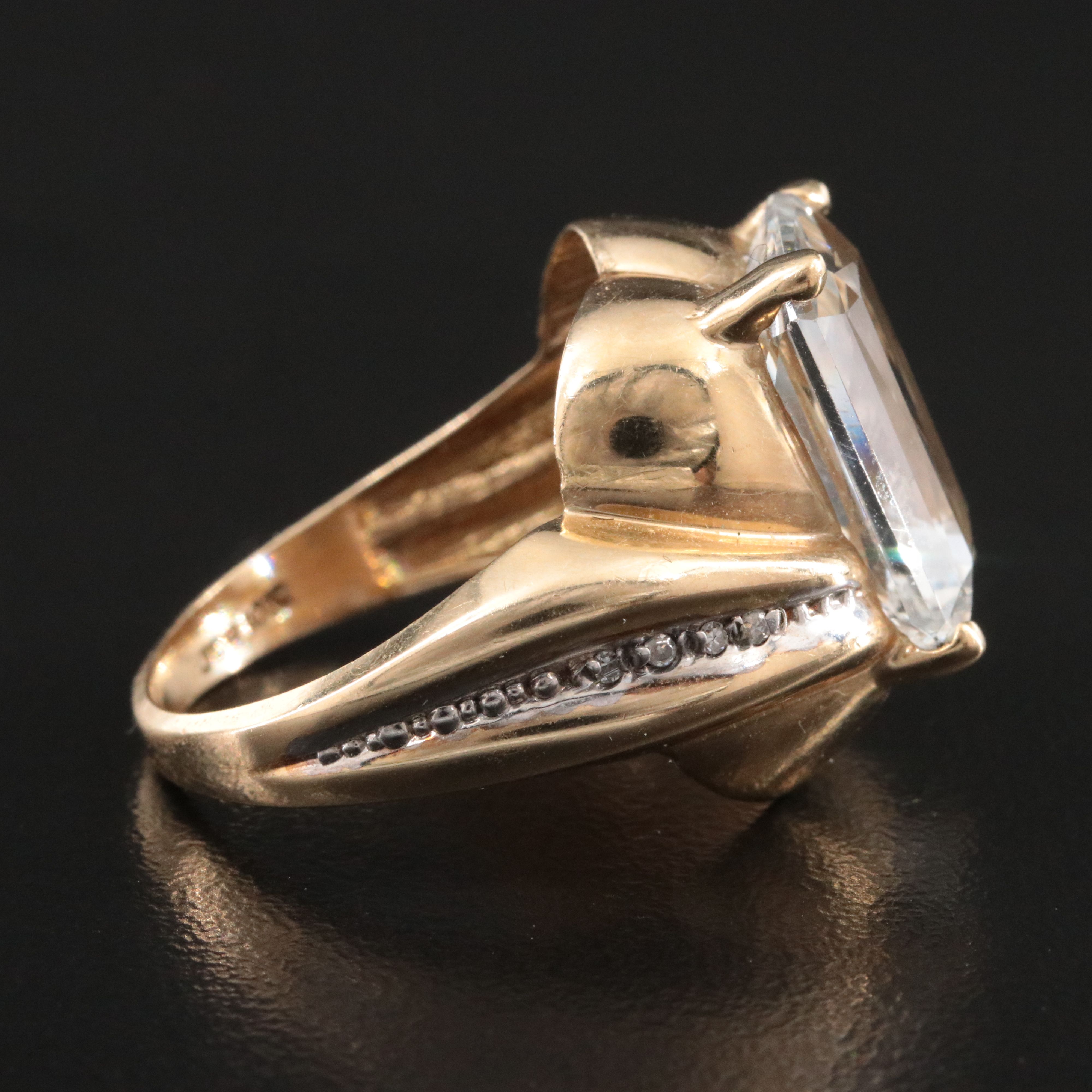 10K 8.64 CT White Topaz and Diamond Ring