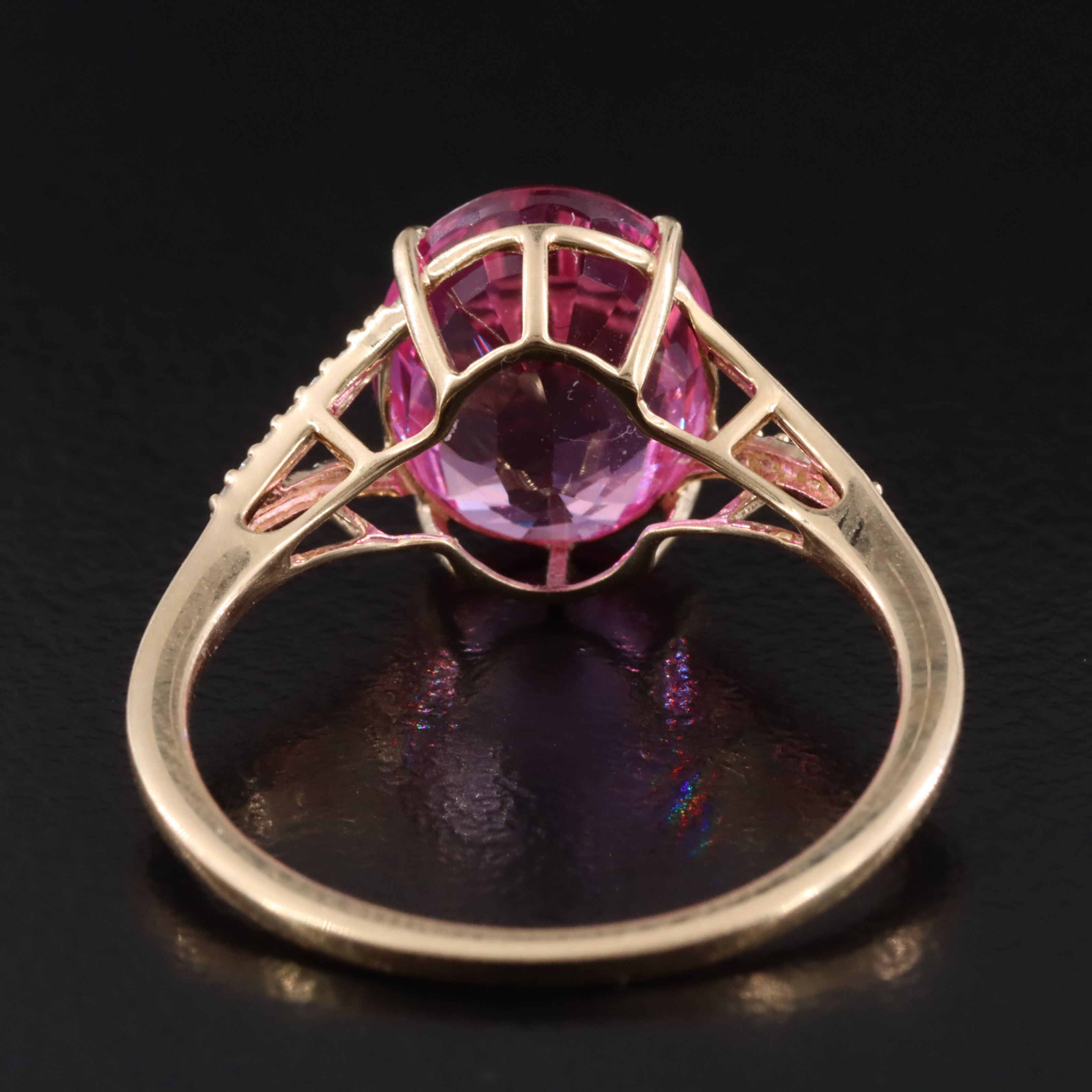 14K 4.57 CT Lab Grown Pink Sapphire and Moissanite Ring