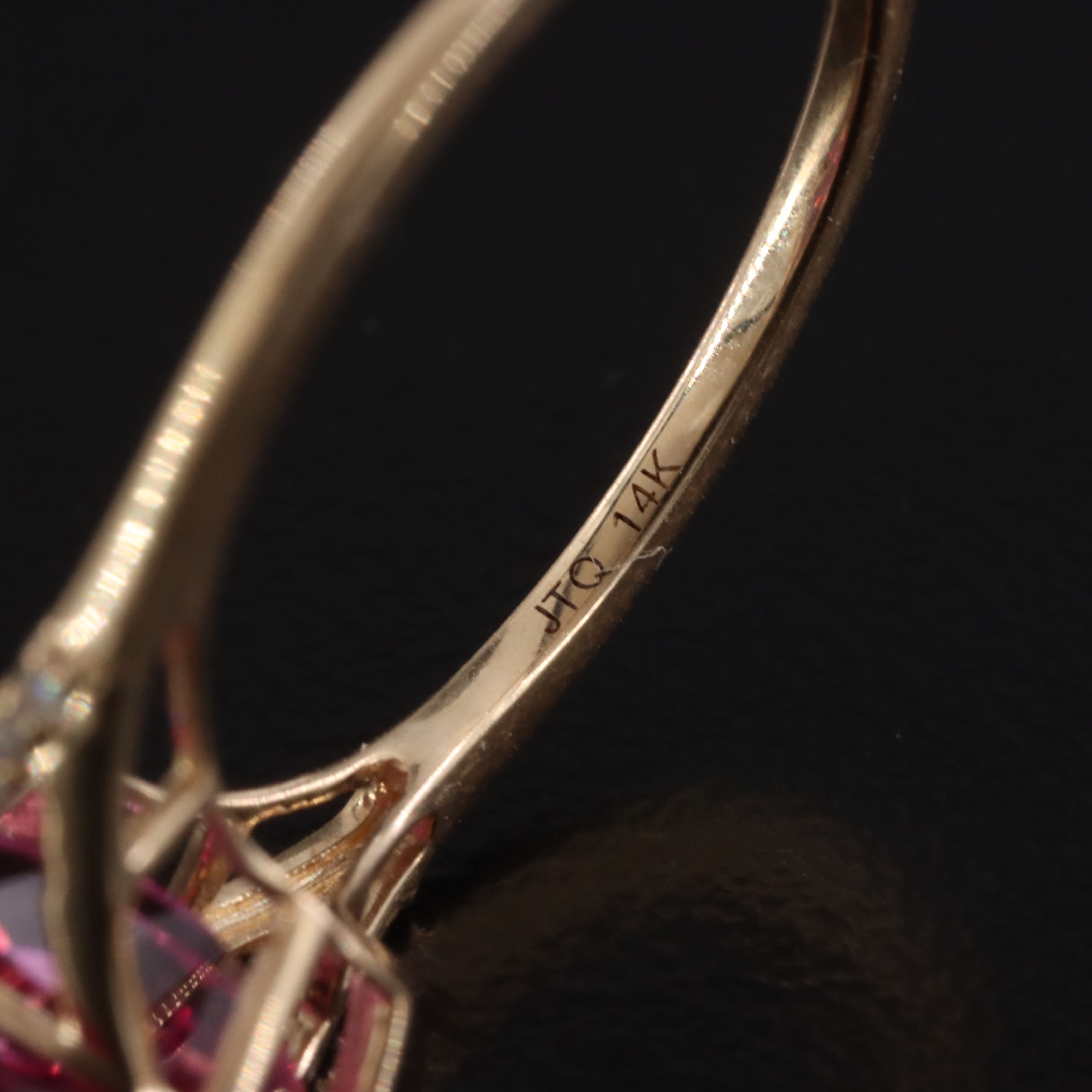 14K 4.57 CT Lab Grown Pink Sapphire and Moissanite Ring