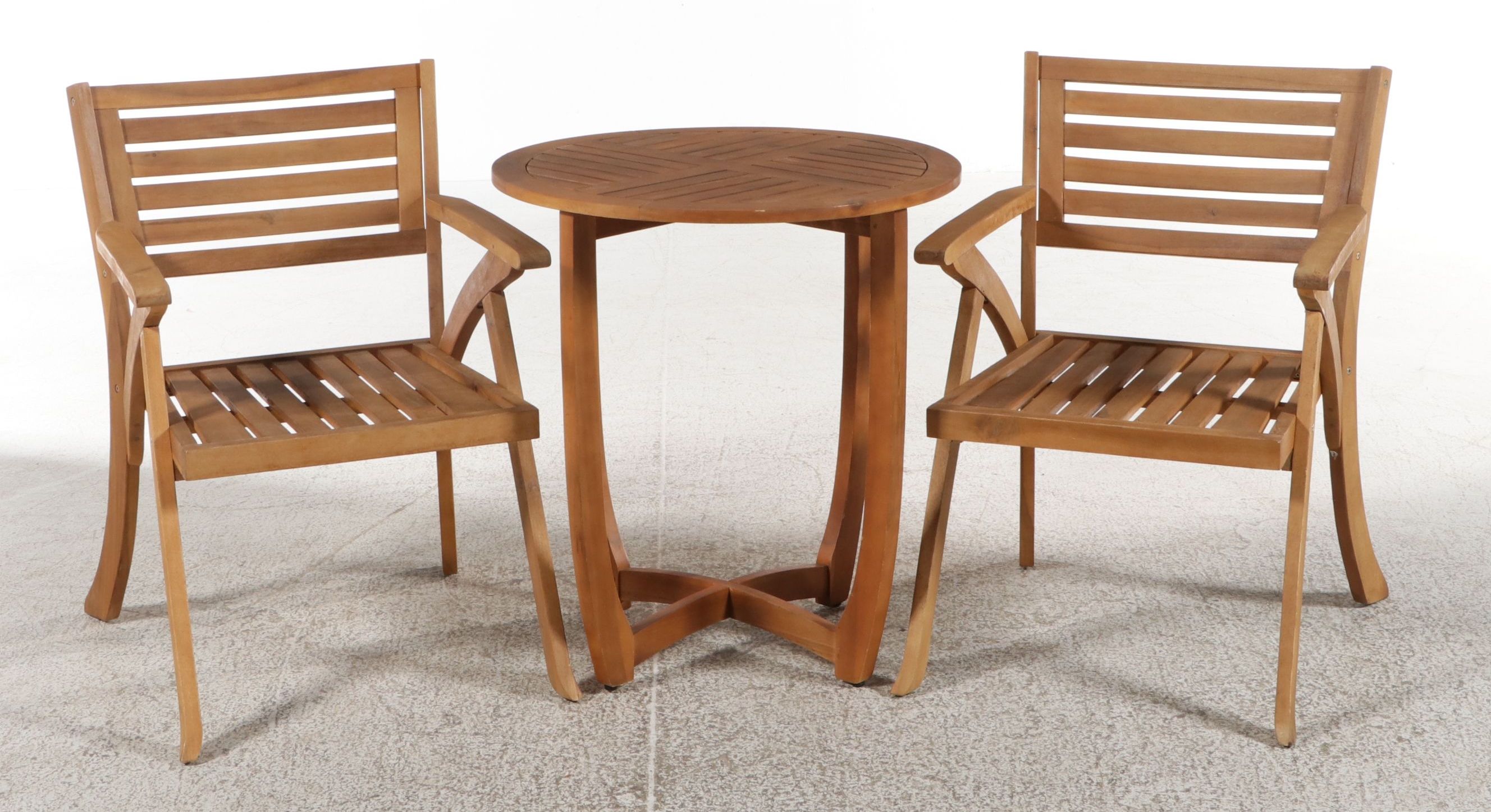 Three-Piece Modern Teak Outdoor Bistro Set
