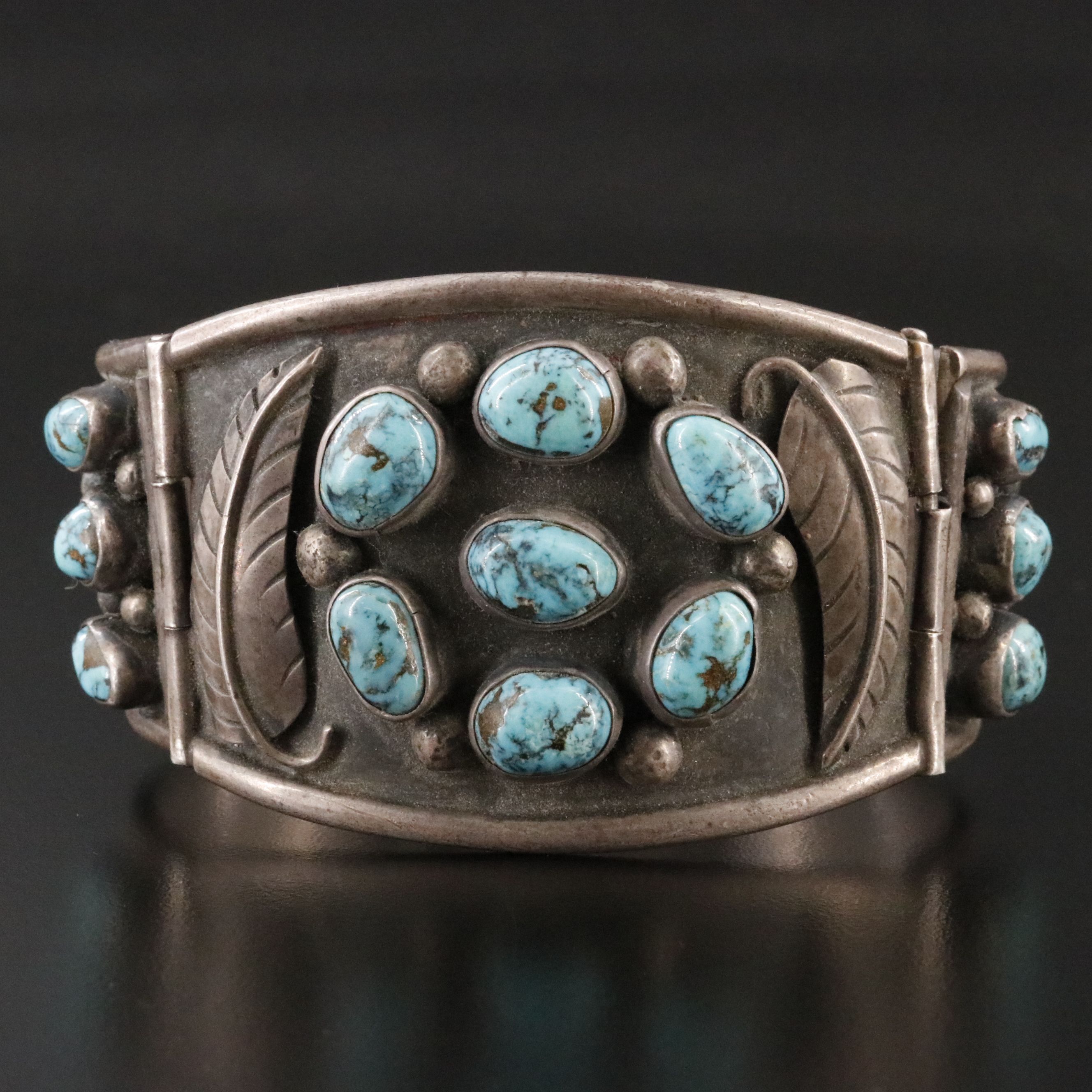 Southwestern Sterling Turquoise Cluster Bracelet