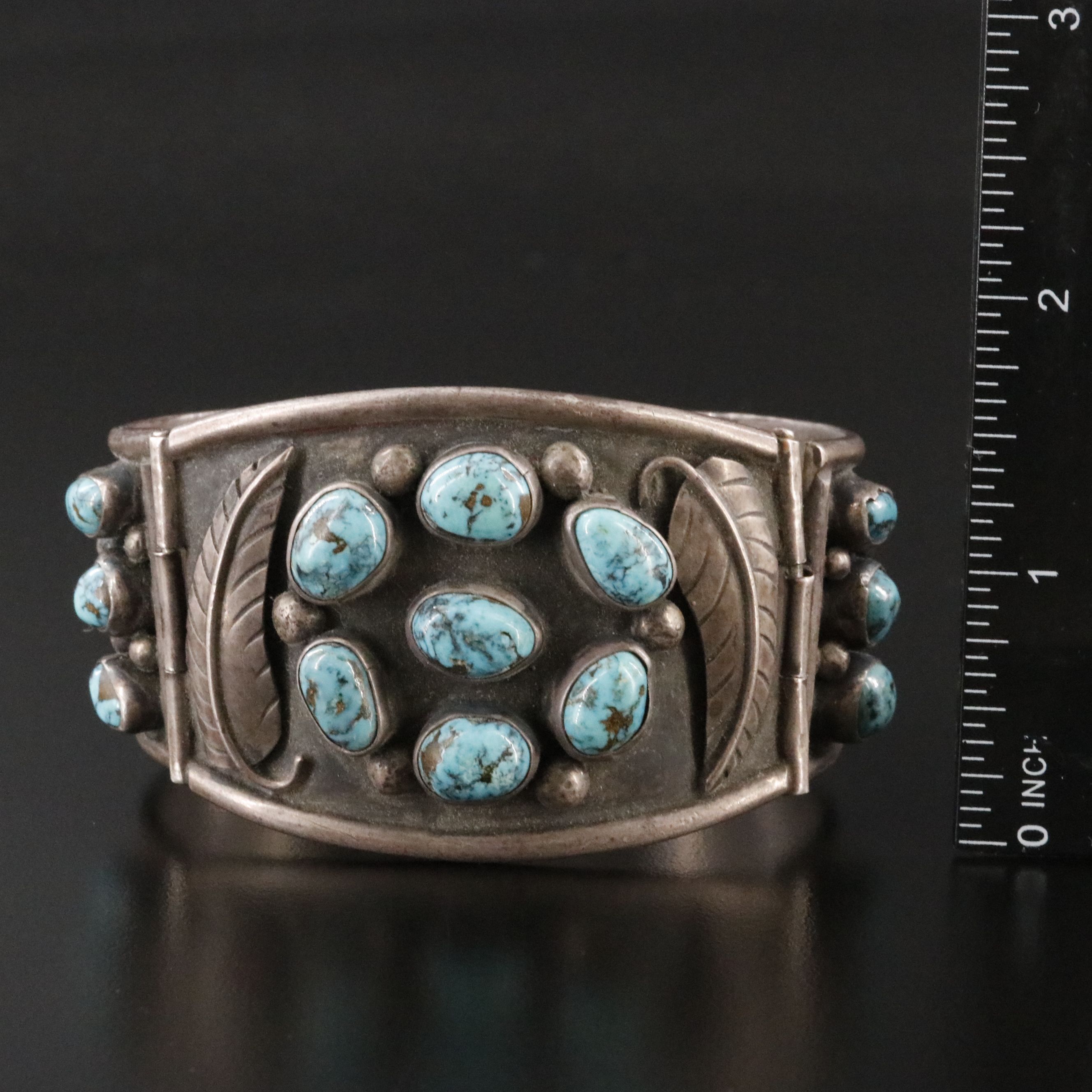 Southwestern Sterling Turquoise Cluster Bracelet