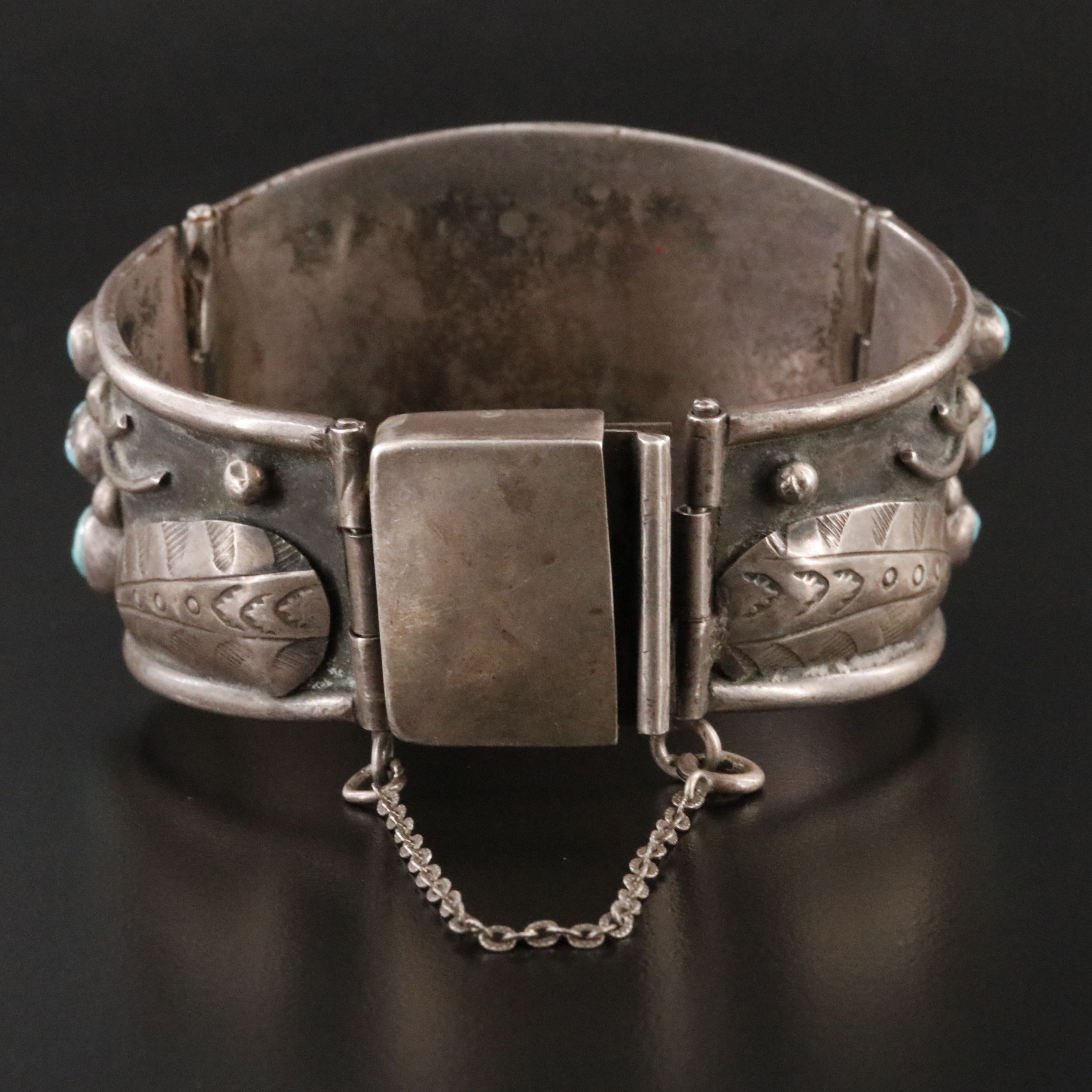 Southwestern Sterling Turquoise Cluster Bracelet