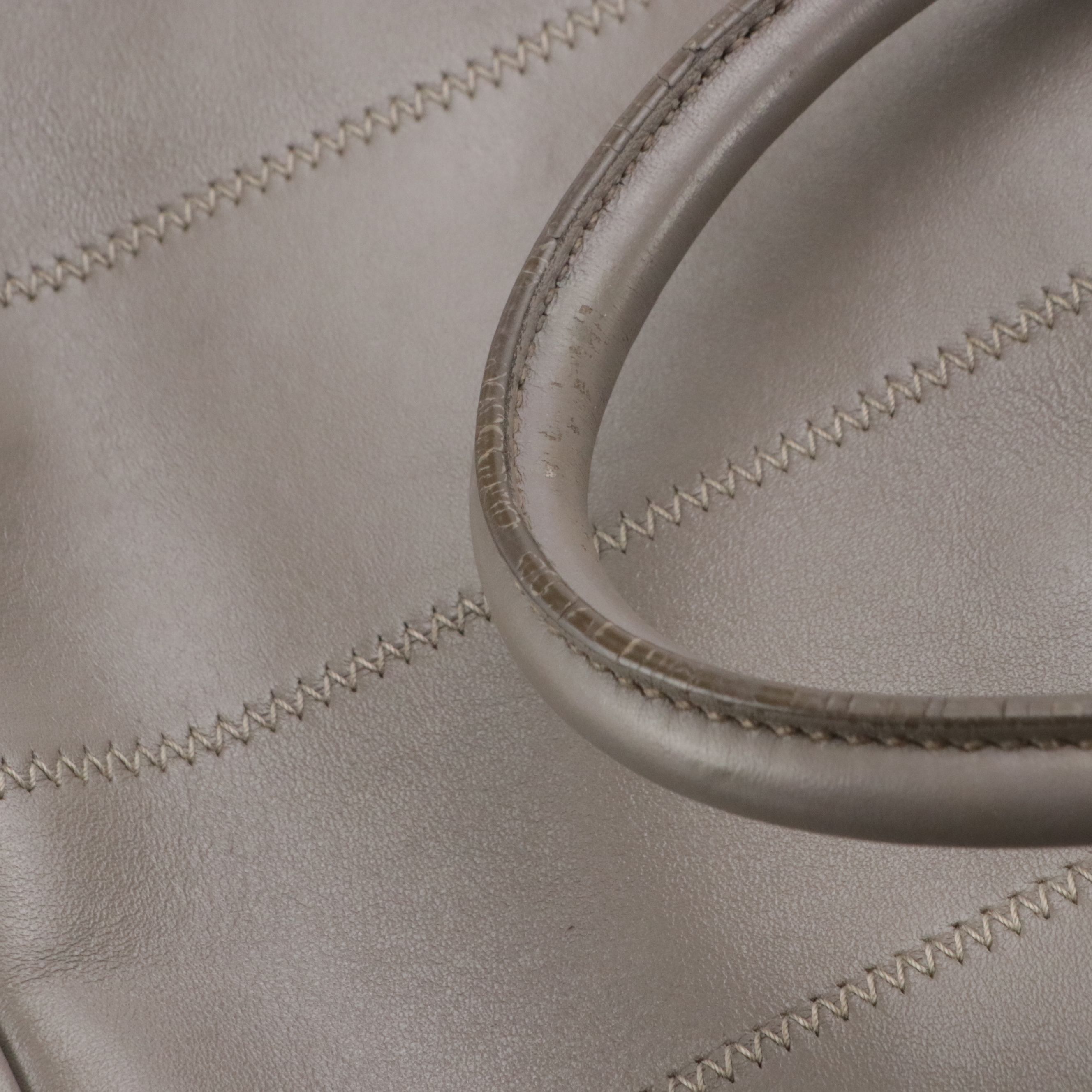 Prada Two-Way Tote Bag in Smooth Grey Calfskin Leather