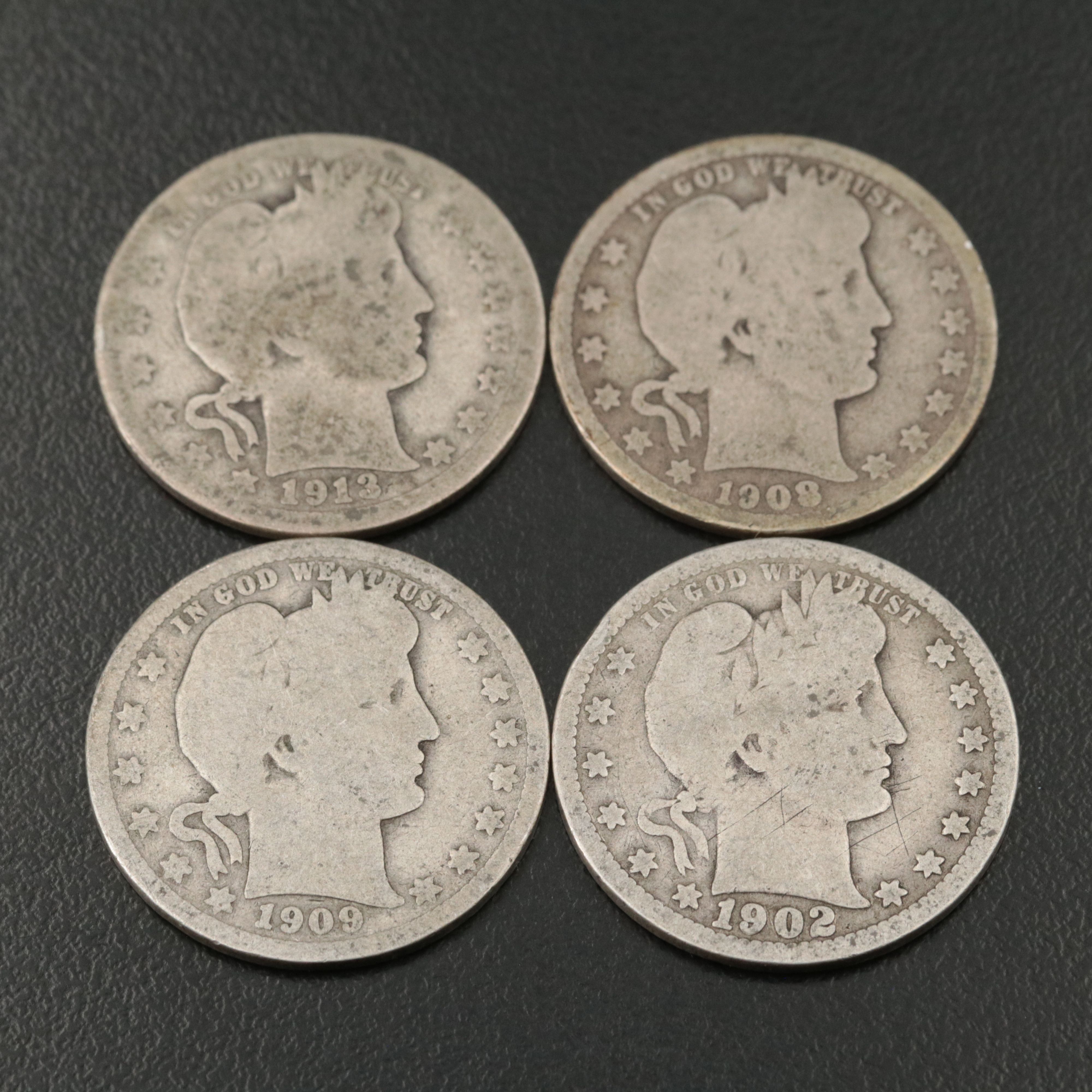 Ten Barber Silver Quarters